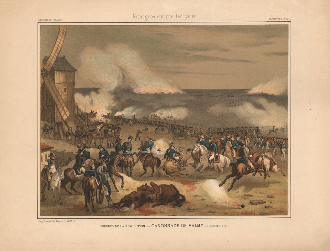 A dramatic depiction of the cannonade at the Battle of Valmy.