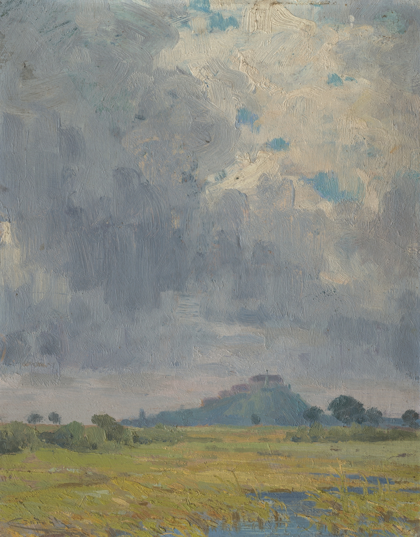 Landscape with a castle, oil on canvas by Ľudovít Čordák