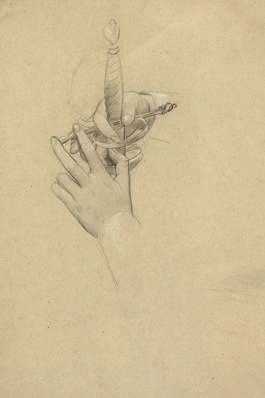 A study of a hand around a sword hilt by Gustav Klimt.