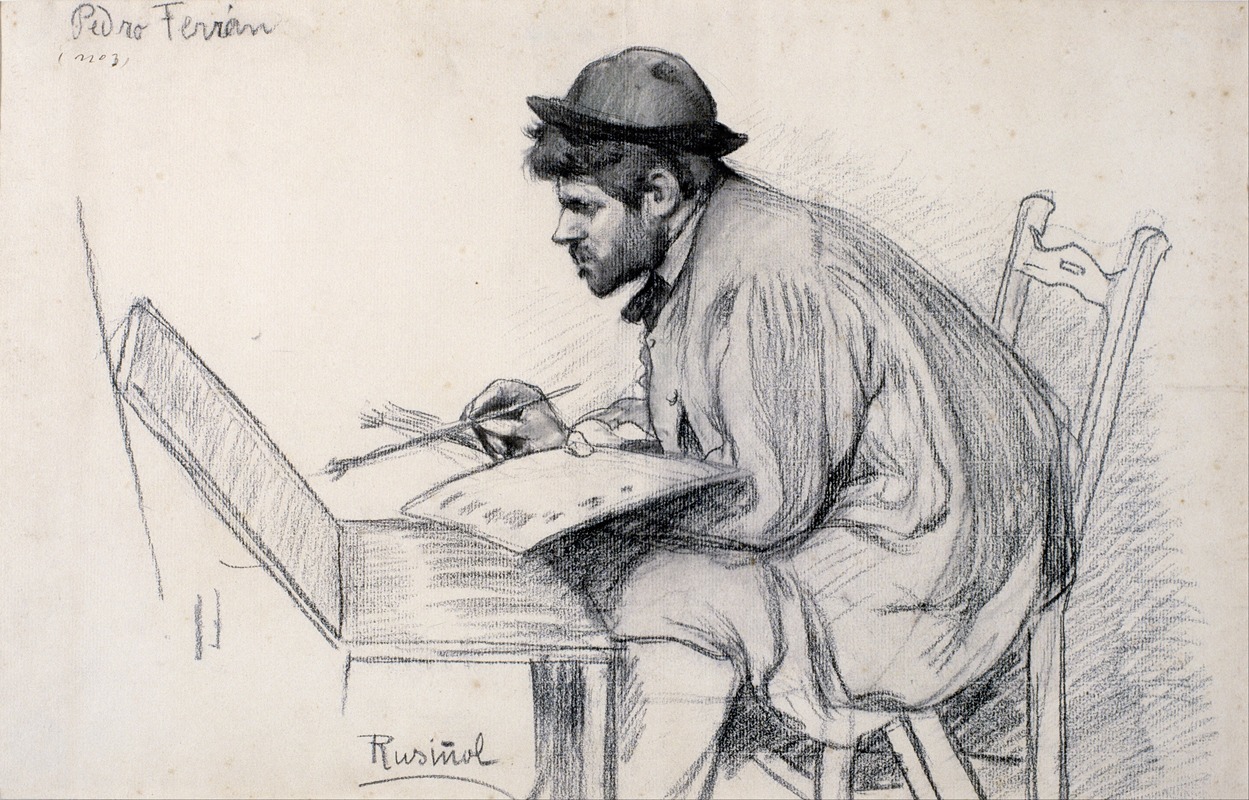 Portrait of Pere Ferran Painting by Santiago Rusiñol.