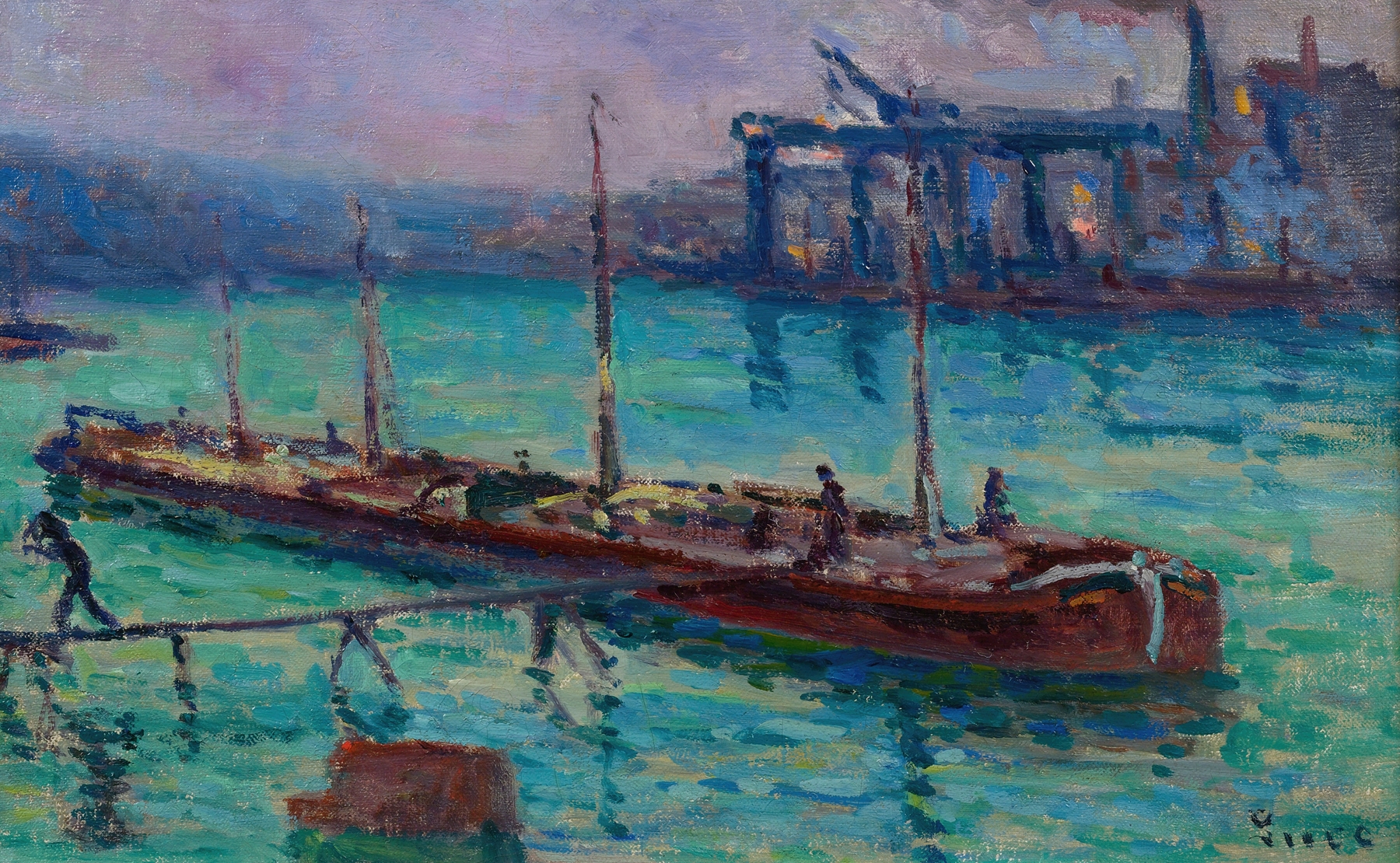 Péniche Au Bord De La Seine, by Maximilien Luce, public domain