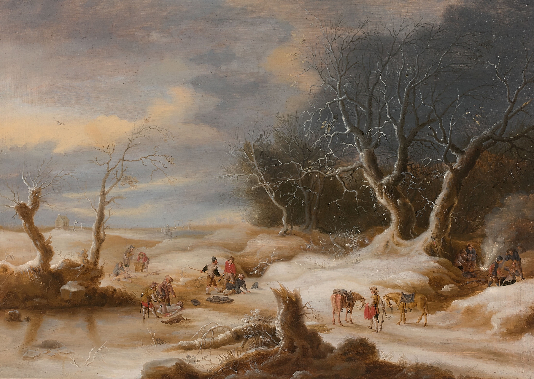 Snow landscape by Gijsbrecht Leytens, medium unknown