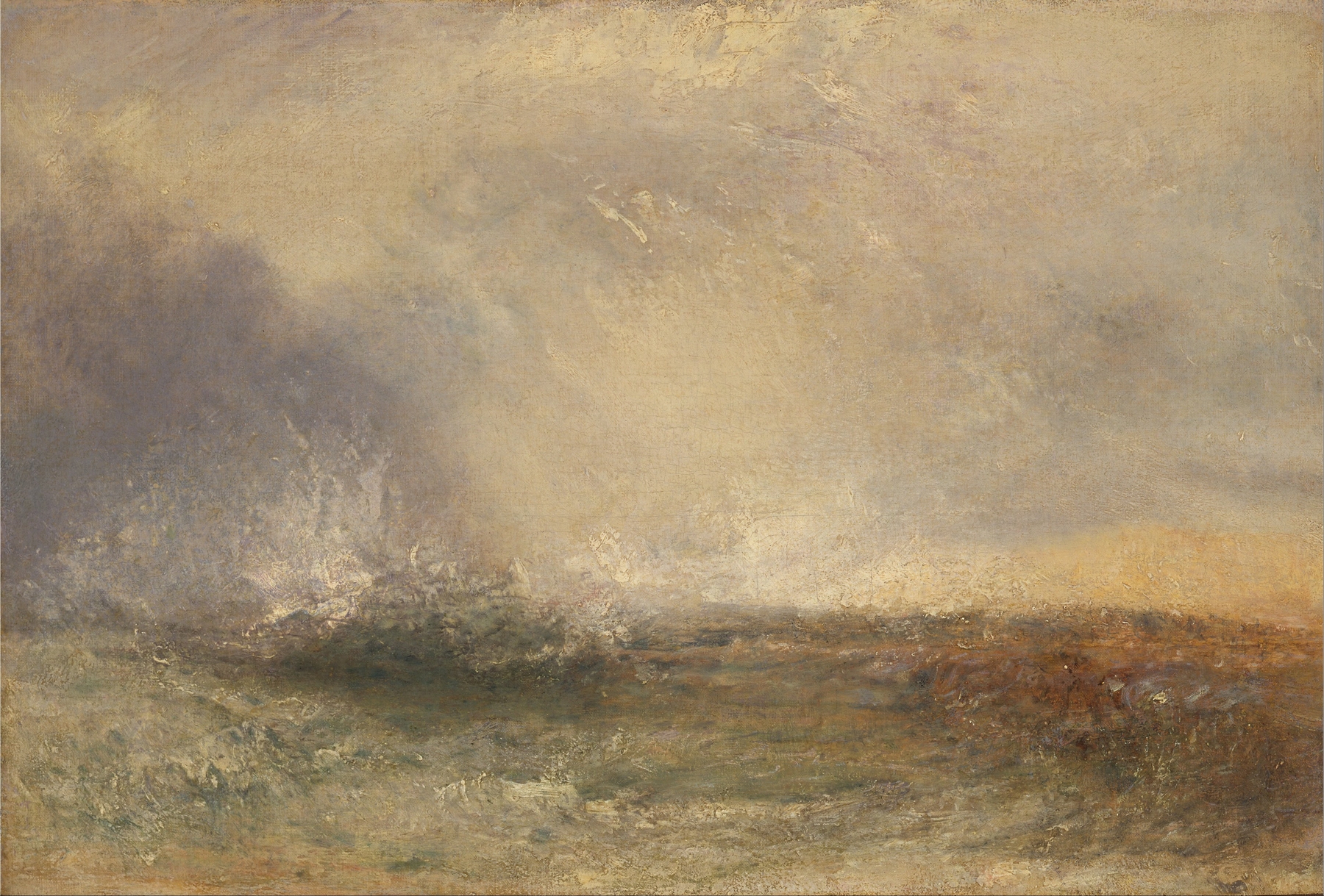 Stormy Sea Breaking on a Shore, by Joseph Mallord William Turner, public domain