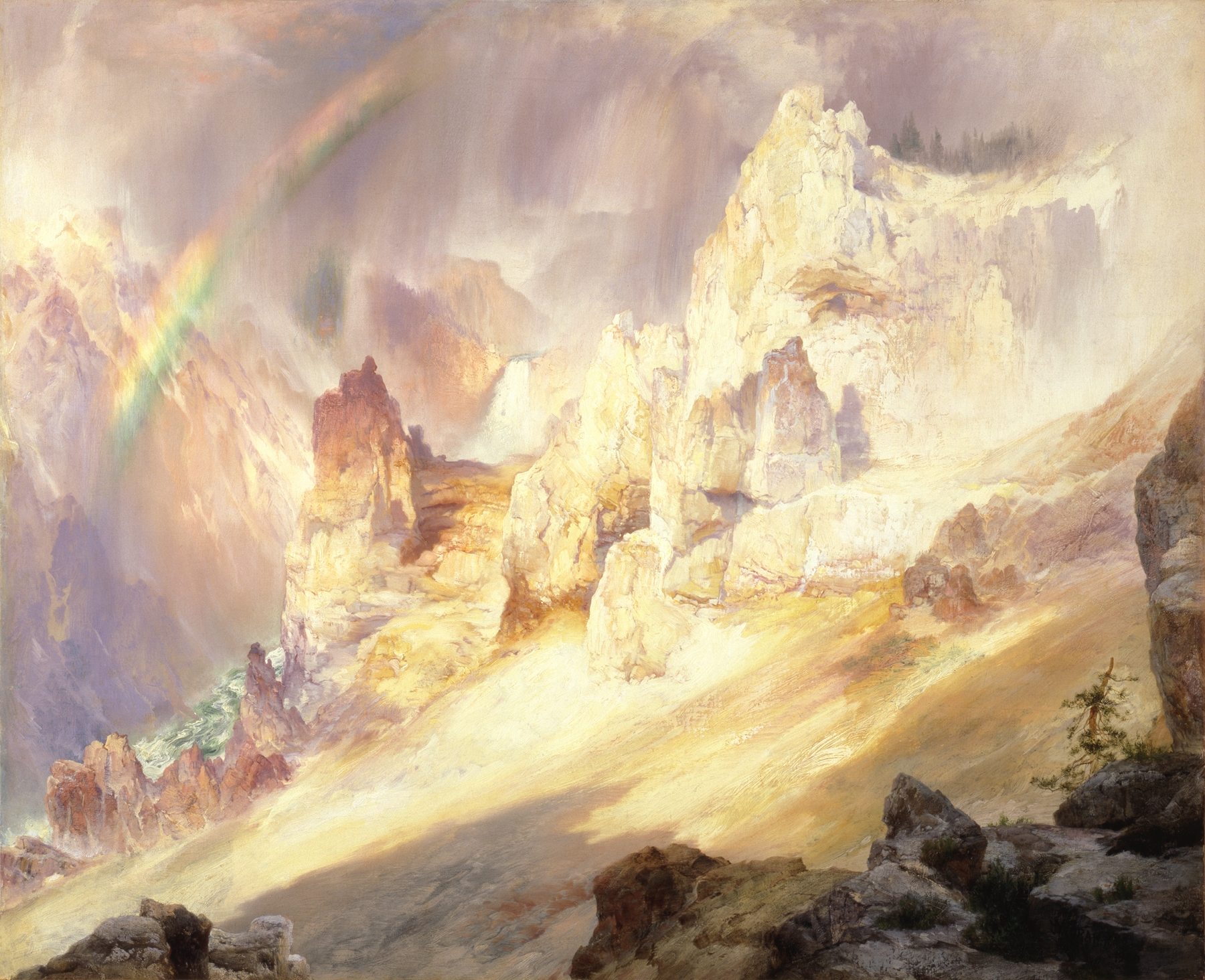 Rainbow Over The Grand Canyon Of The Yellowstone, by Thomas Moran, public domain
