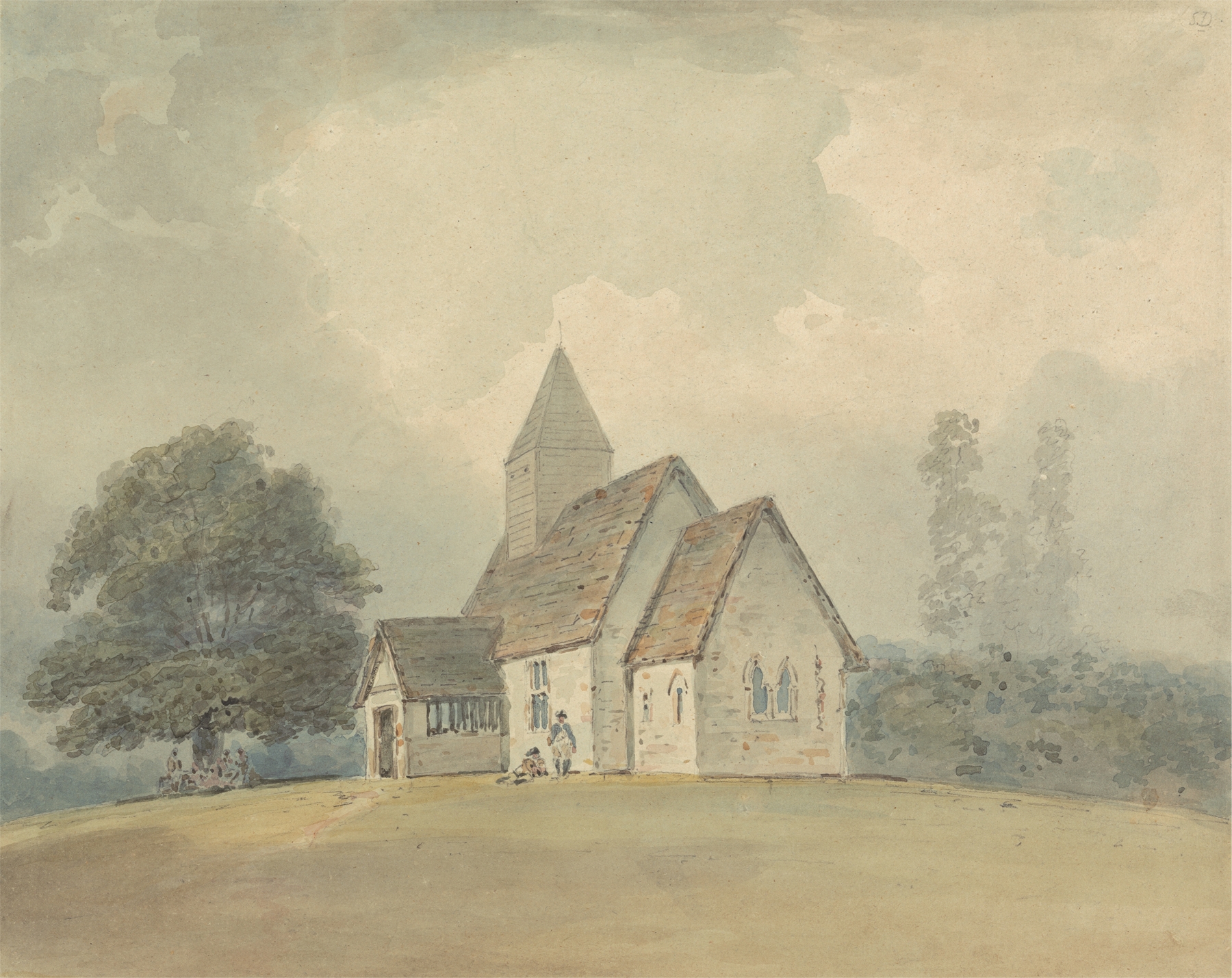 Church with wooden belfry, oil on canvas by Samuel Davis