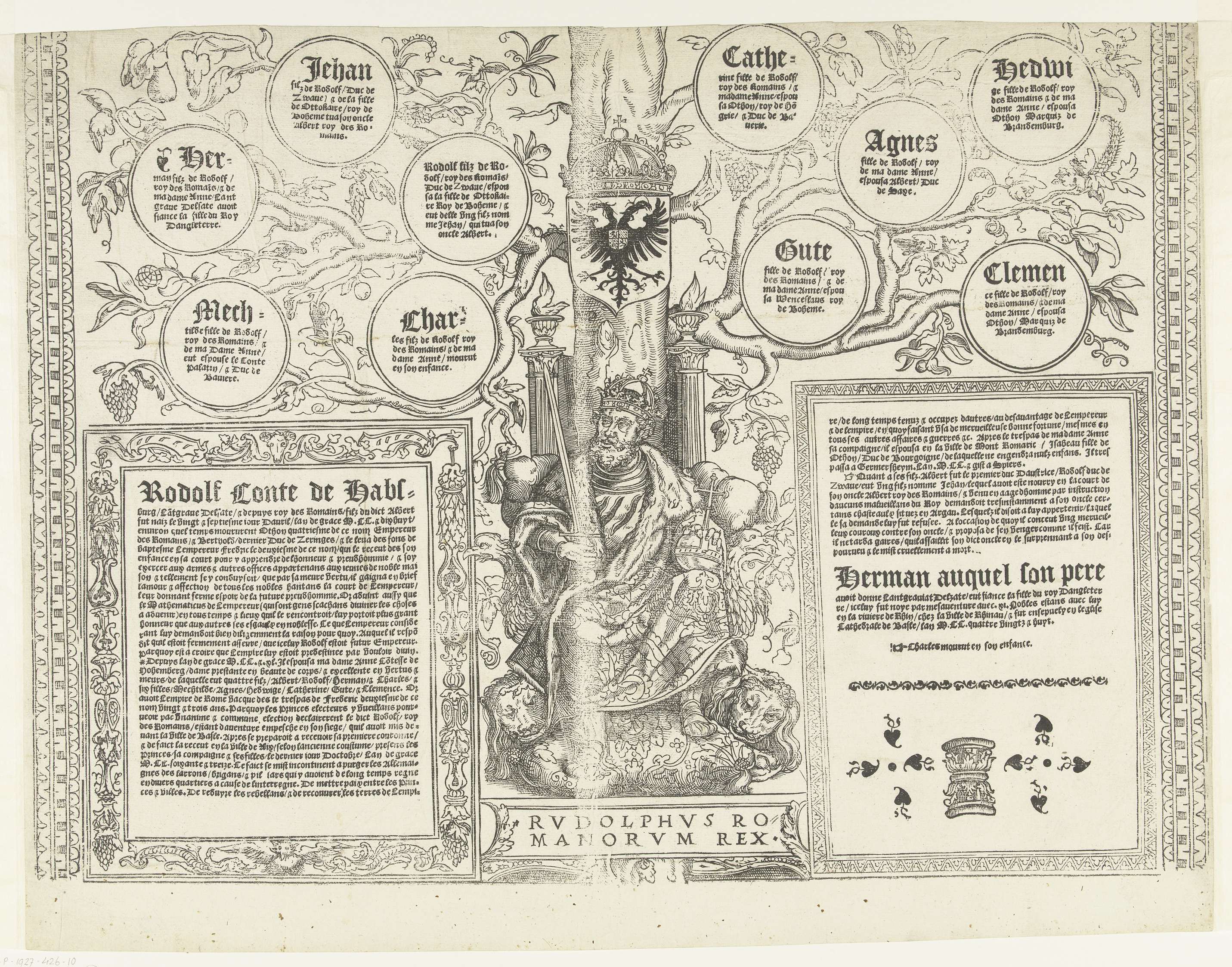 Genealogical tree with Habsburg coats of arms, paper by Robert Péril