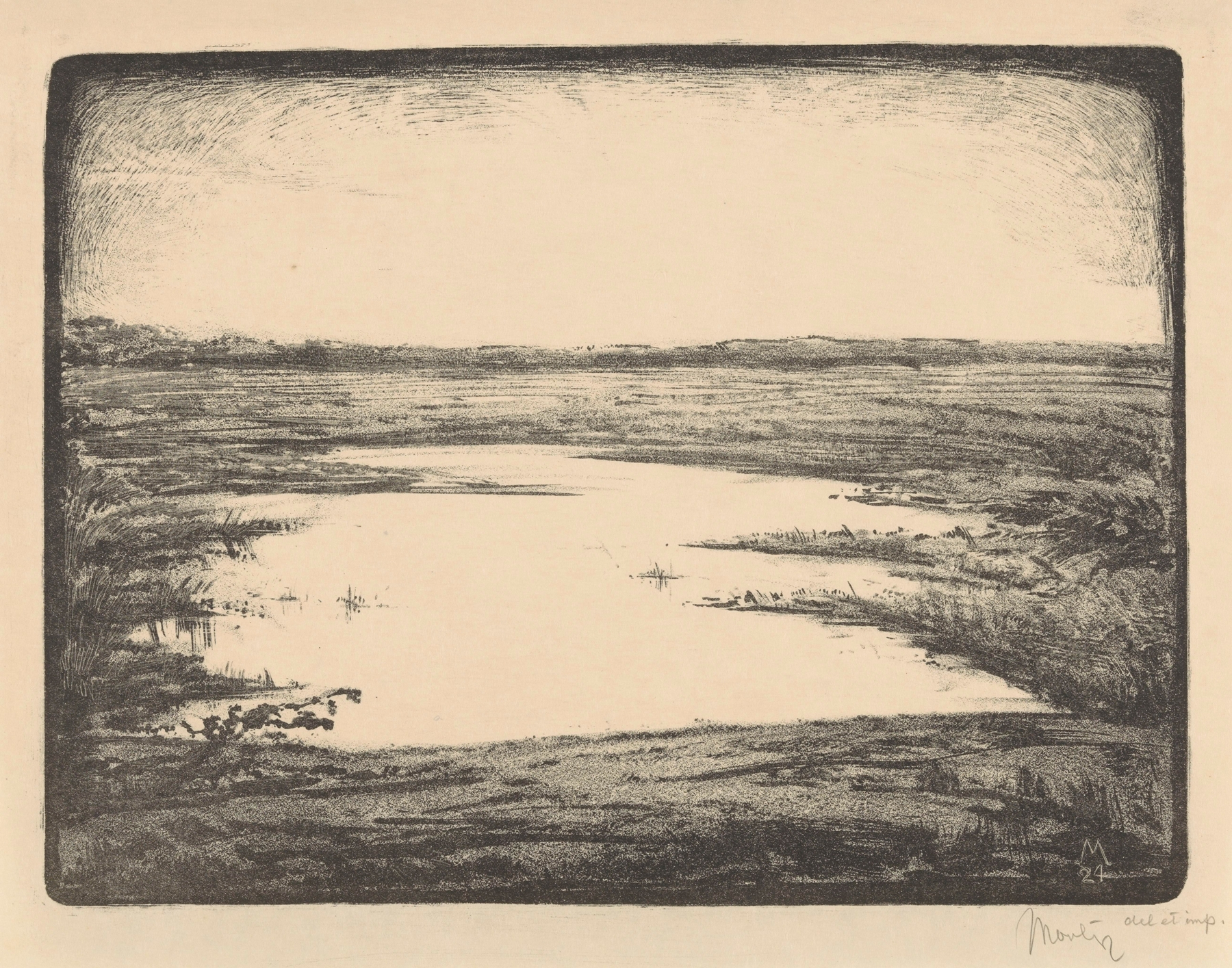 Vlak landschap met ven, by Simon Moulijn, public domain
