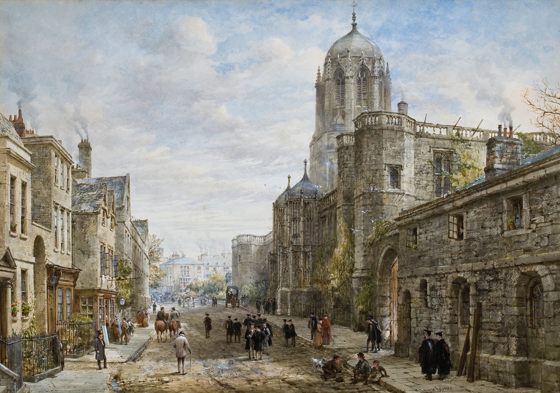 Christ Church, Oxford, watercolor on paper by Louise Rayner