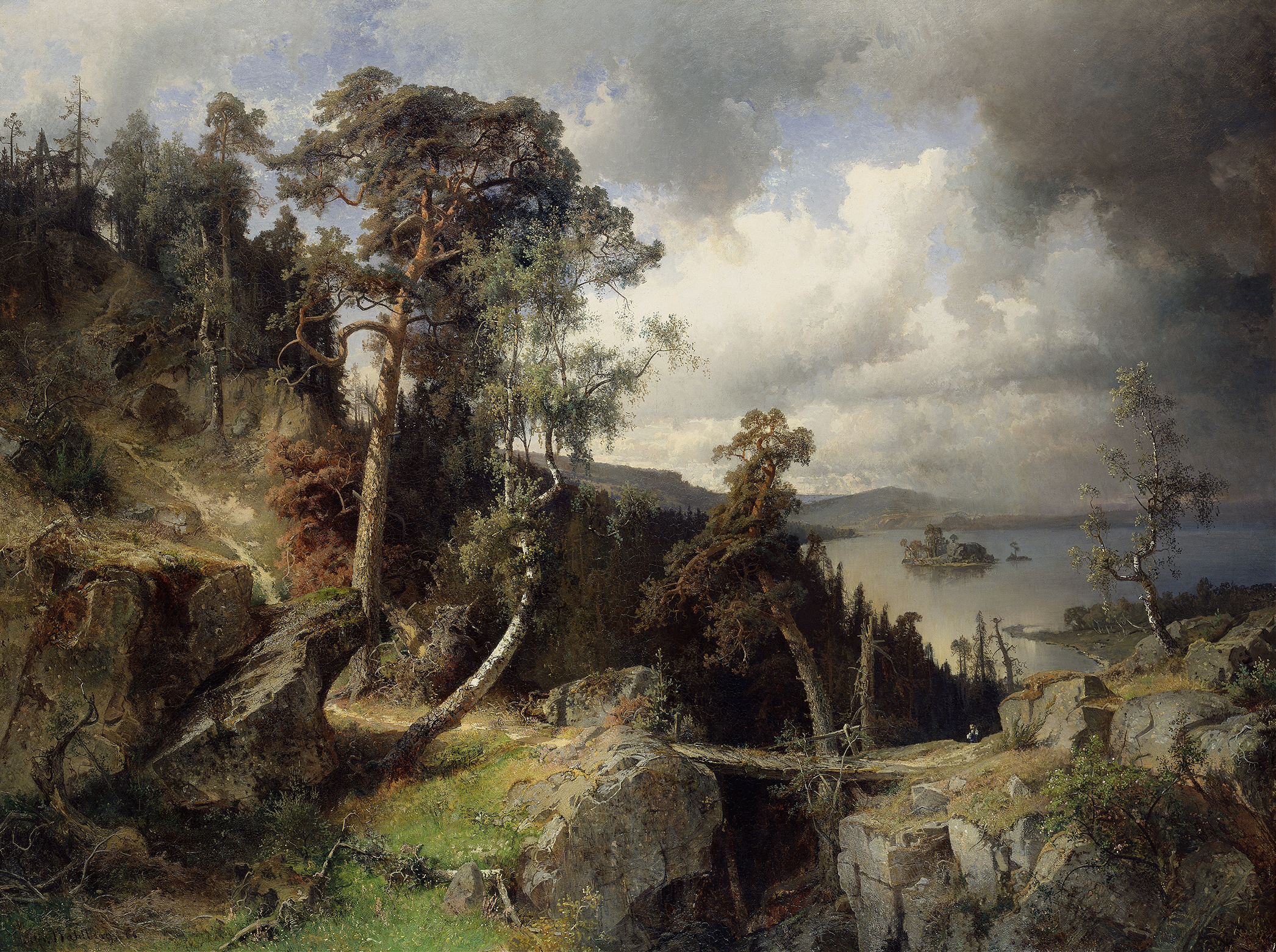 Swedish landscape in oil painting by Alfred Wahlberg