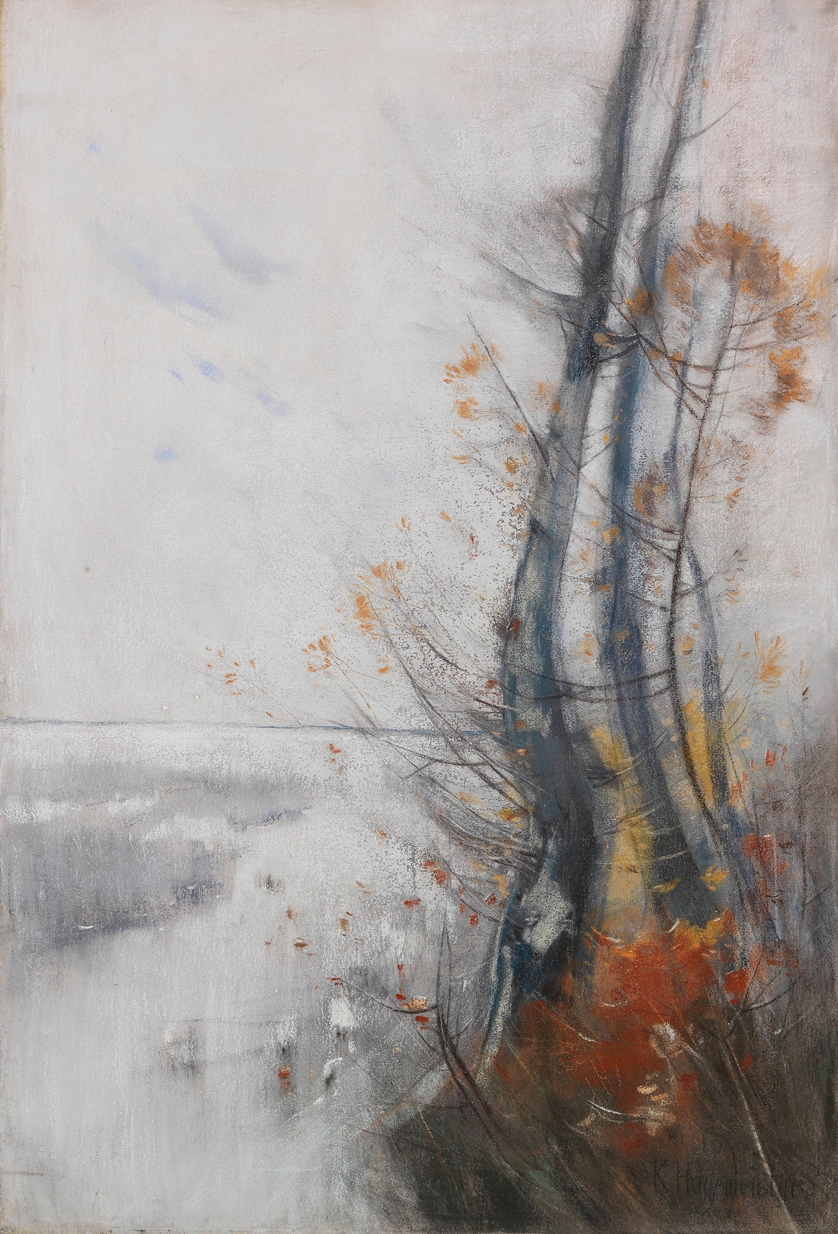Märkische Herbstlandschaft, oil on canvas by Karl Hagemeister depicting a serene autumn landscape.