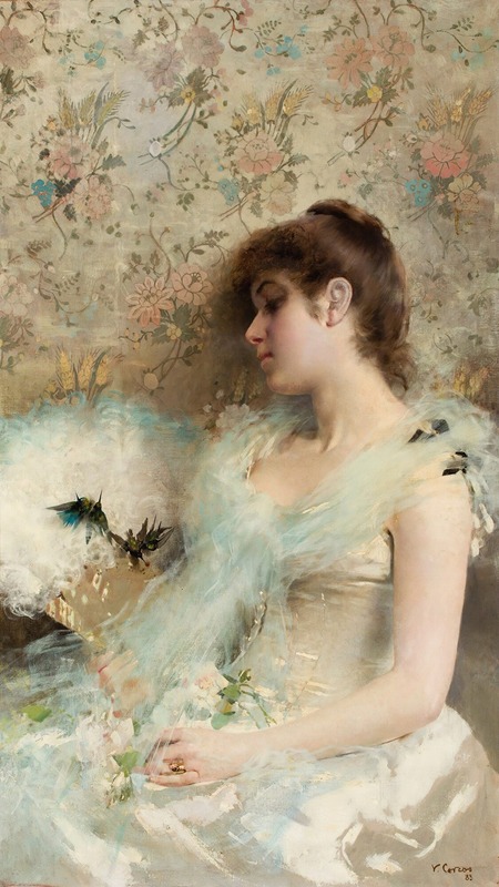 A portrait of a girl surrounded by hummingbirds, showcasing detailed realism.