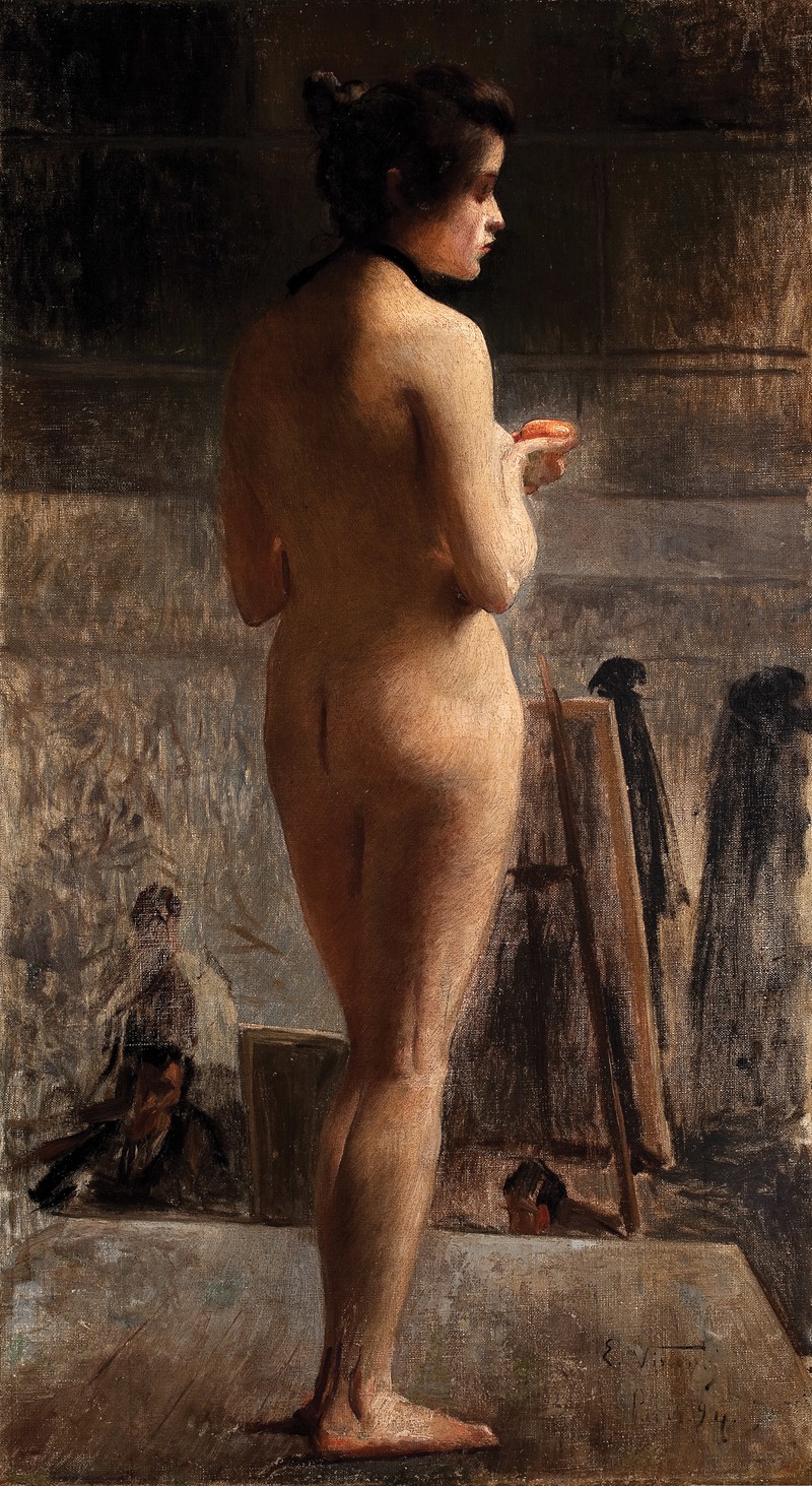 A figurative painting by Eliseu Visconti depicting a female nude.
