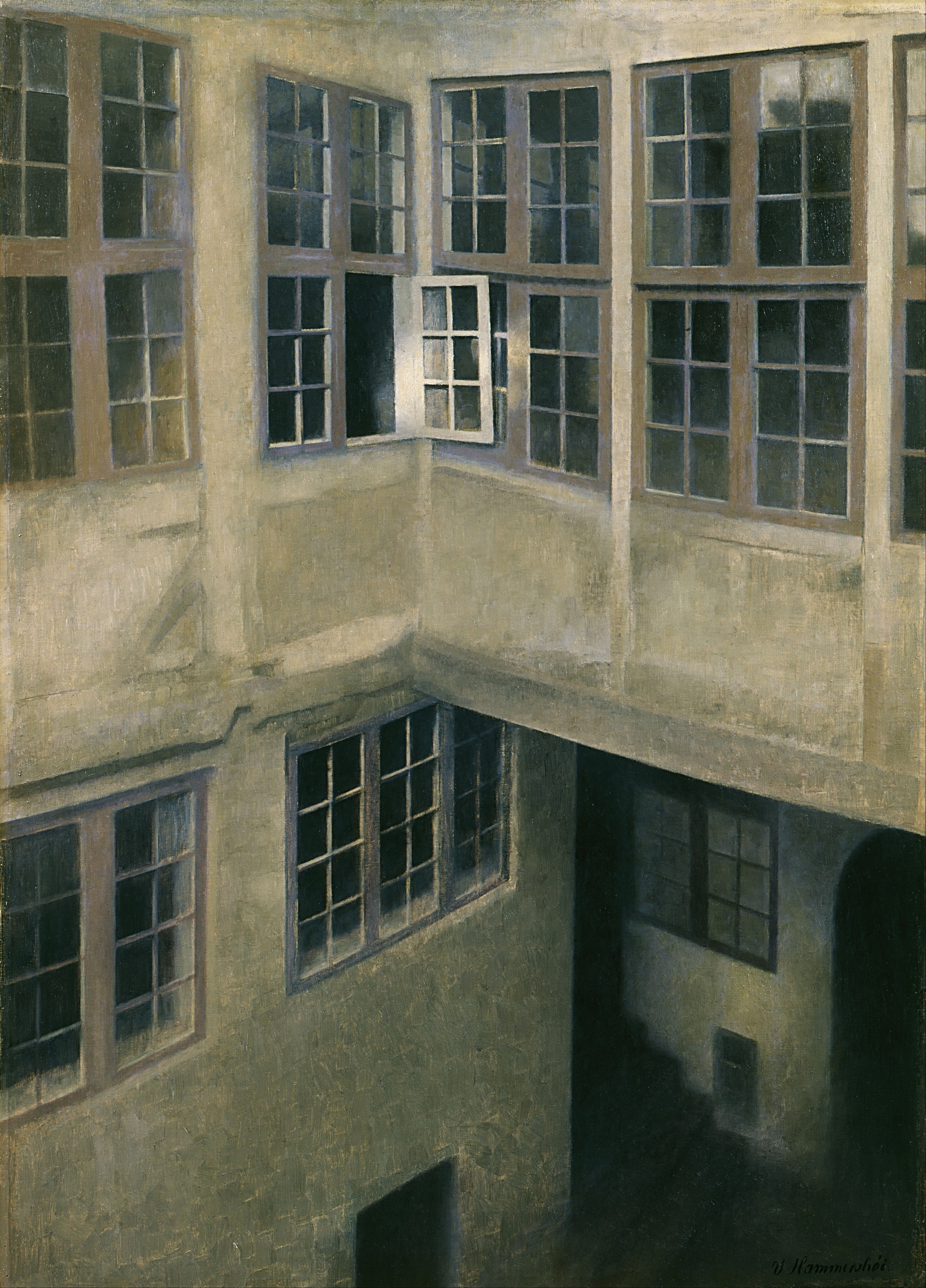 Interior of Courtyard, Strandgade 30, by Vilhelm Hammershøi, public domain