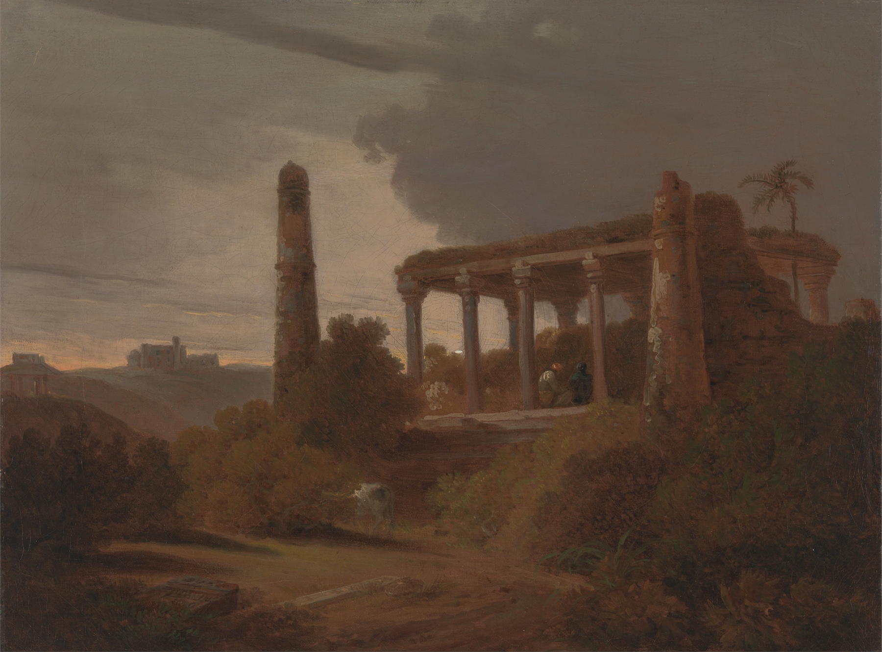 Indian Landscape with Temple Ruins, by Thomas Daniell, public domain