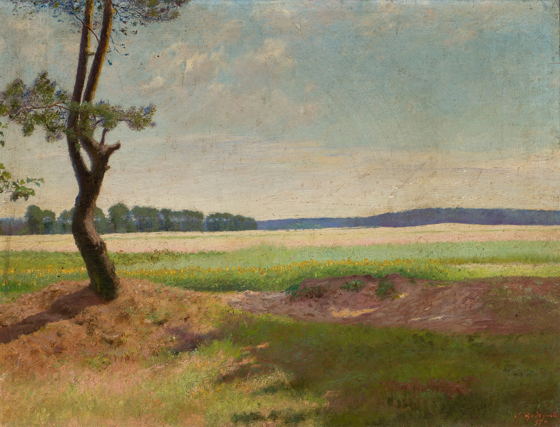Landscape with a pine tree by Stanisław Budzyński, depicting a majestic pine tree in nature.