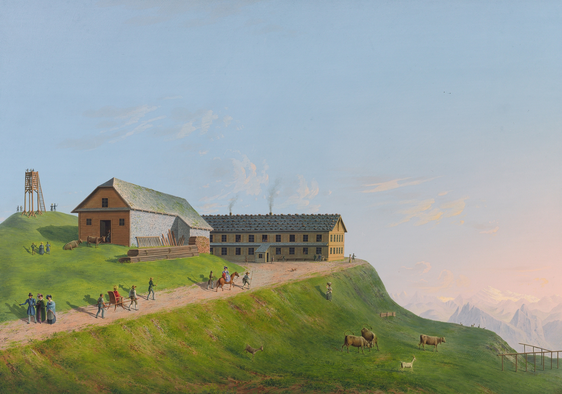 Rigi, Kulm by Johann Heinrich Bleuler the Younger, oil painting of a mountain landscape.