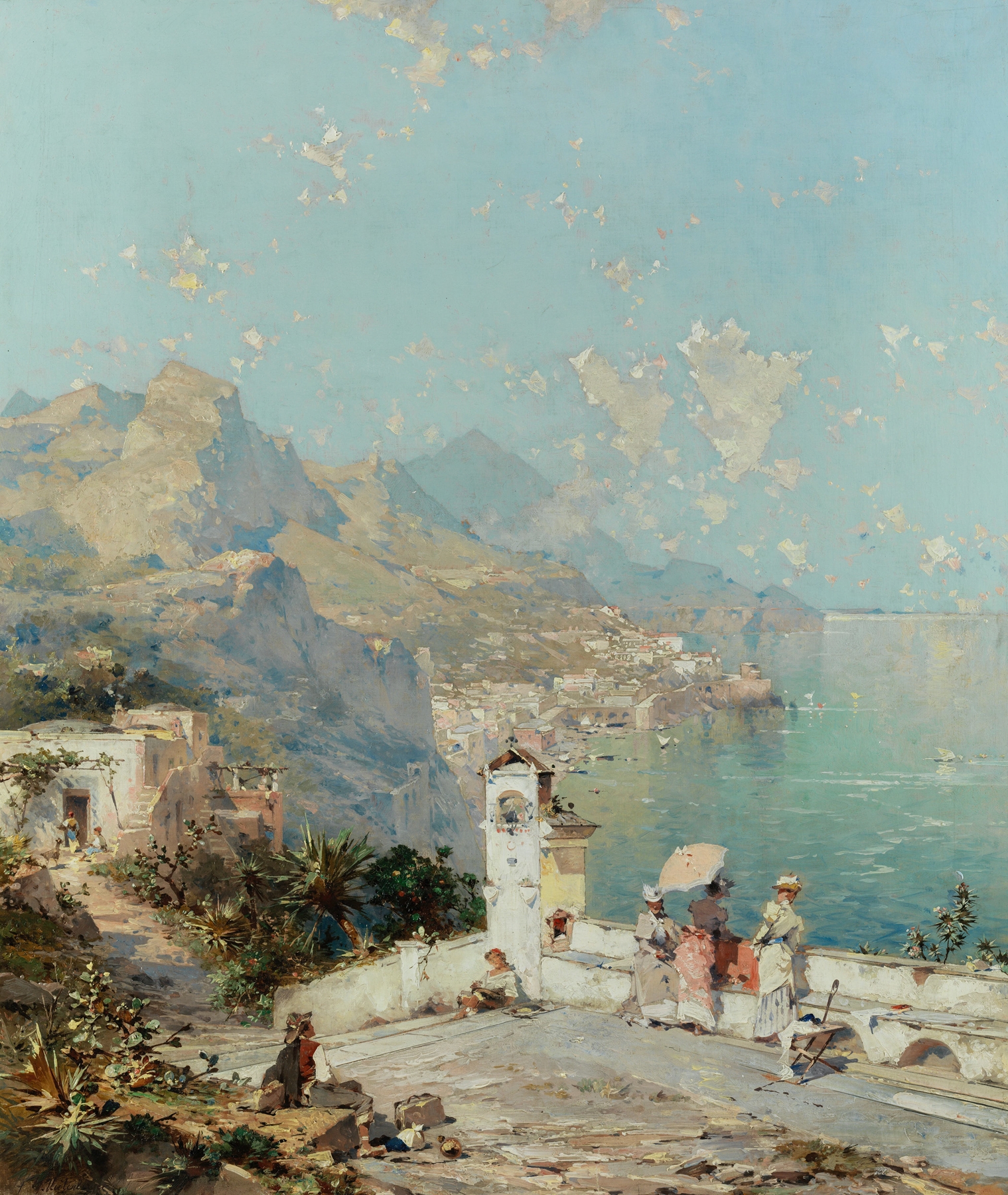 Blick auf die sommerliche Amalfiküste, by Franz Richard Unterberger, public domain