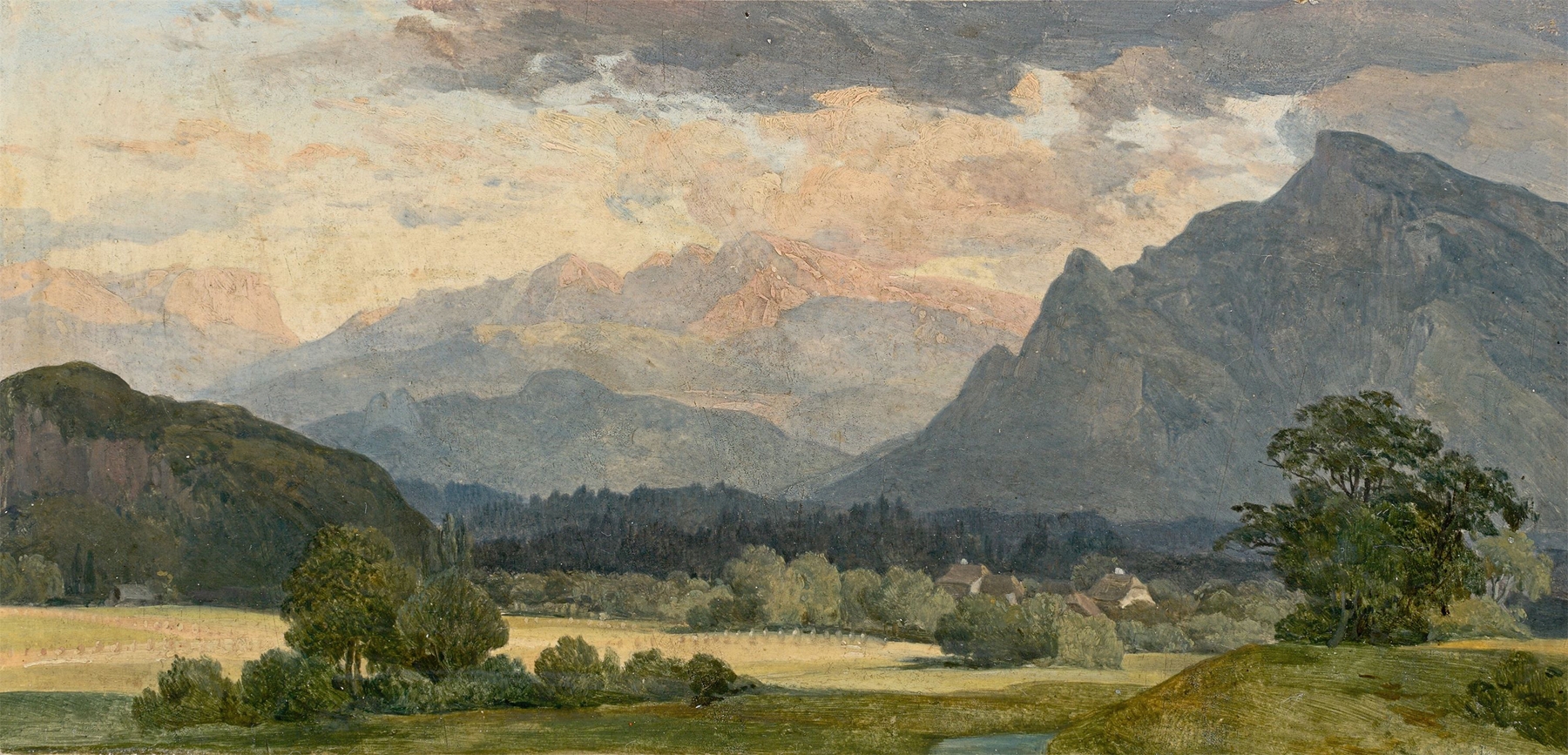 View of the Tennengebirge mountains near Salzburg, oil on canvas by August Heinrich