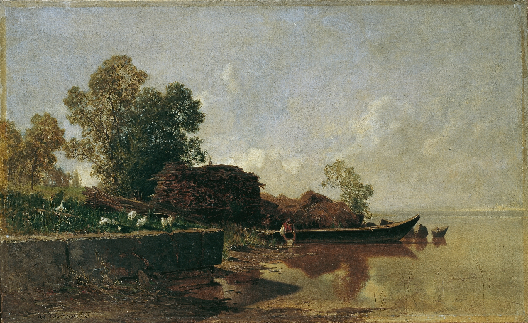Die Fraueninsel im Chiemsee by Adolf Ditscheiner, oil painting depicting a serene lake landscape