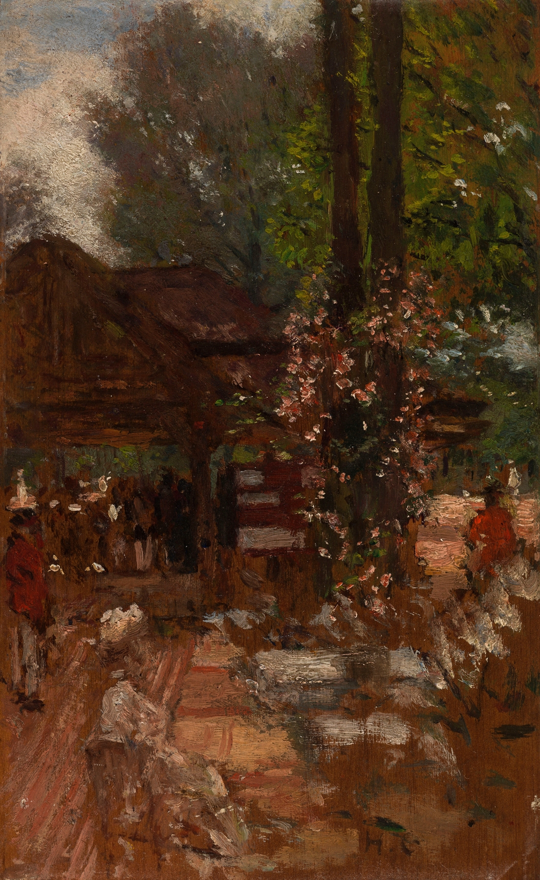 Étude pour le Cercle de l’île de Puteaux by Henri Gervex, oil on canvas depicting figures in a vibrant landscape.