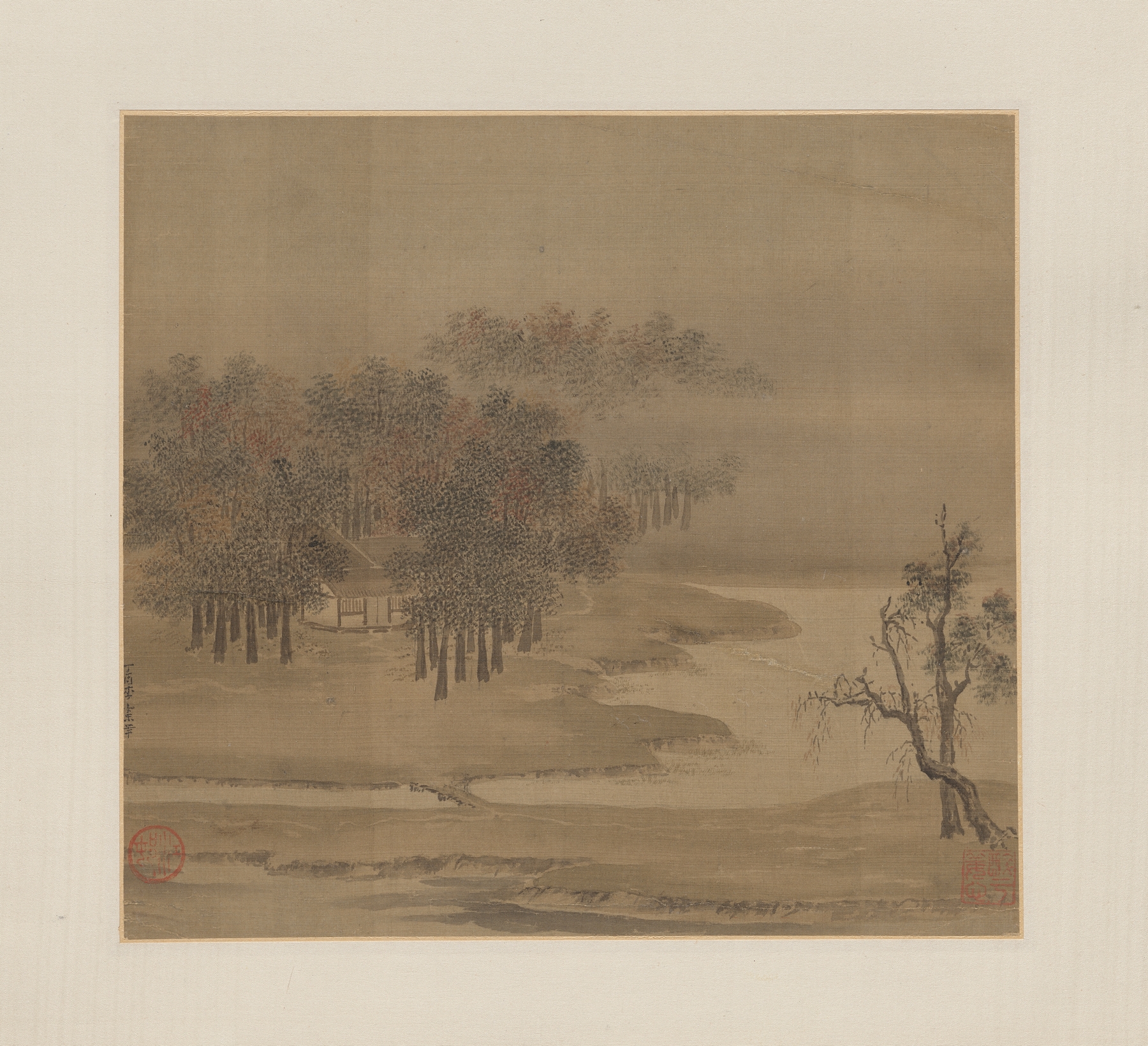 Cottages in a misty grove in autumn by Li Anzhong, unknown medium