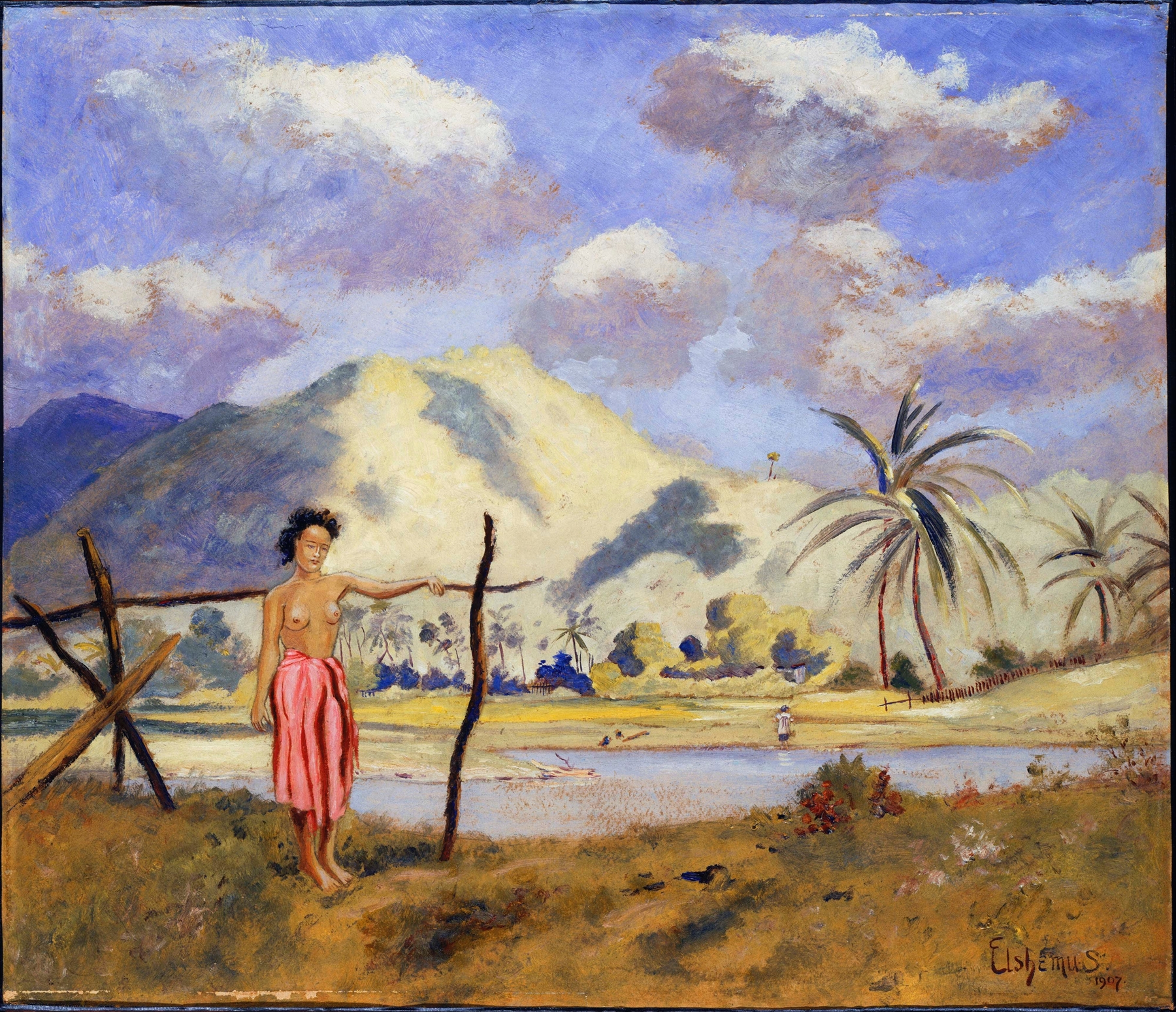 Ethereal landscape with tranquil waters, oil on canvas by Louis Michel Eilshemius
