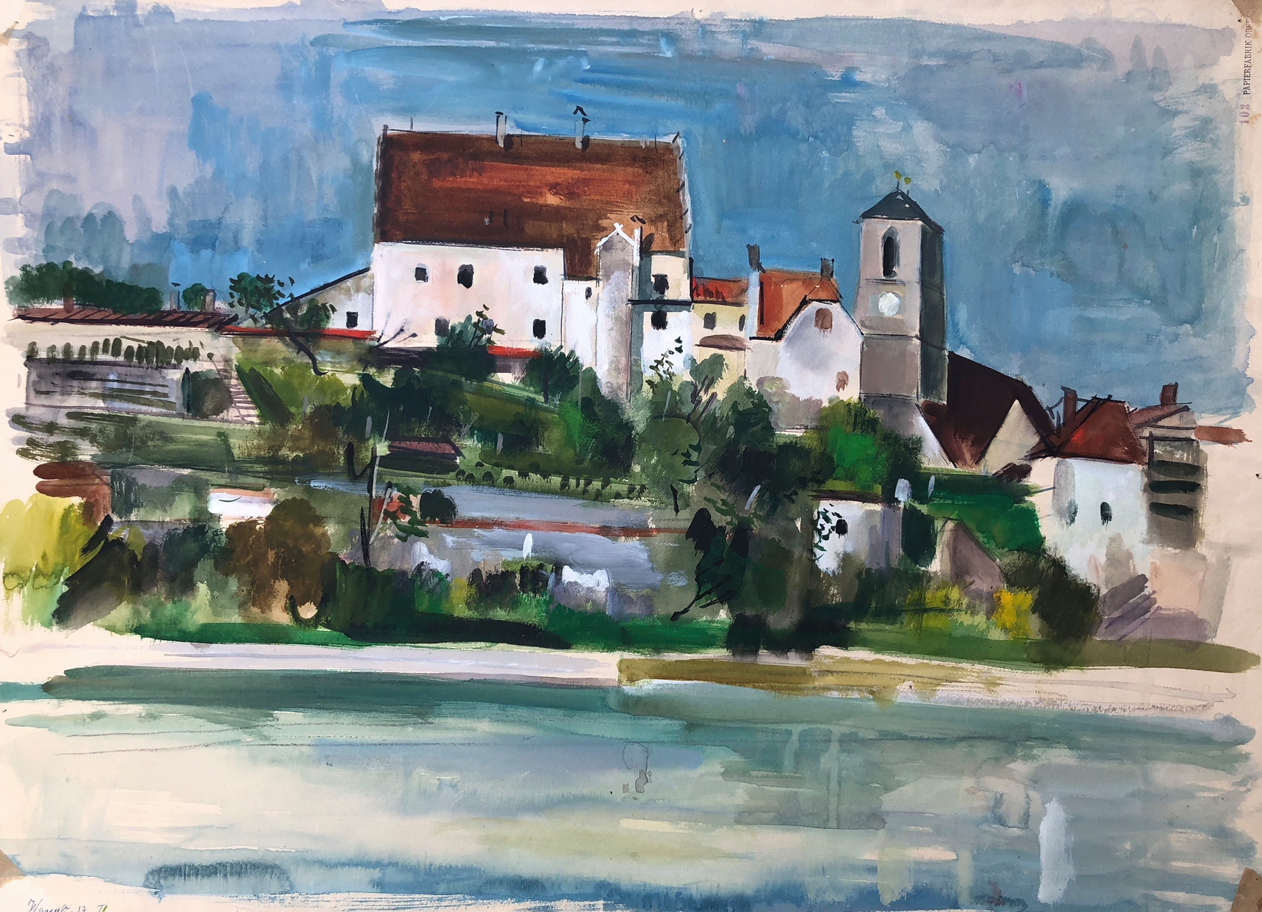 Wasserburg am Inn, oil on canvas by Otto Geigenberger, featuring a castle and river reflections.