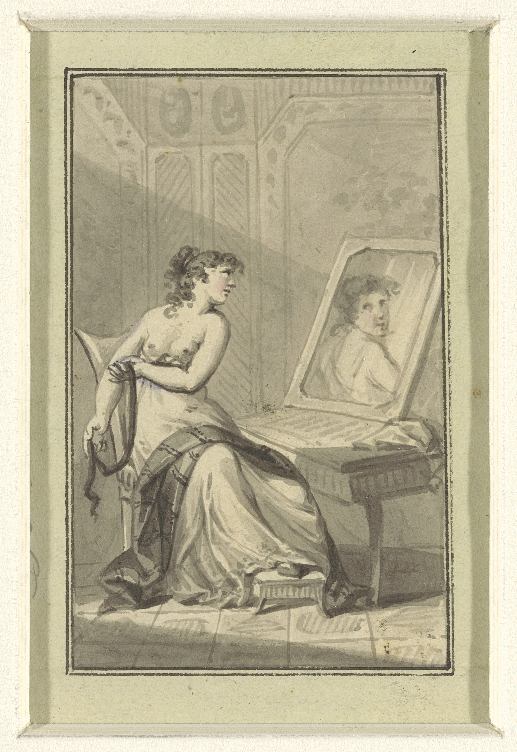 Nude woman before a mirror in oil on canvas by Sigmund Ferdinand Ritter von Perger