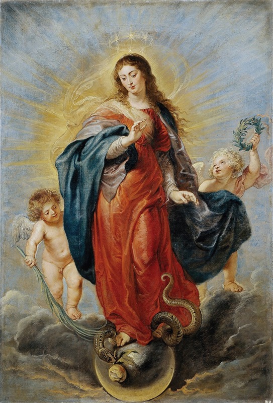 Rubens' 'Immaculate Conception' depicts the Virgin Mary surrounded by angels.