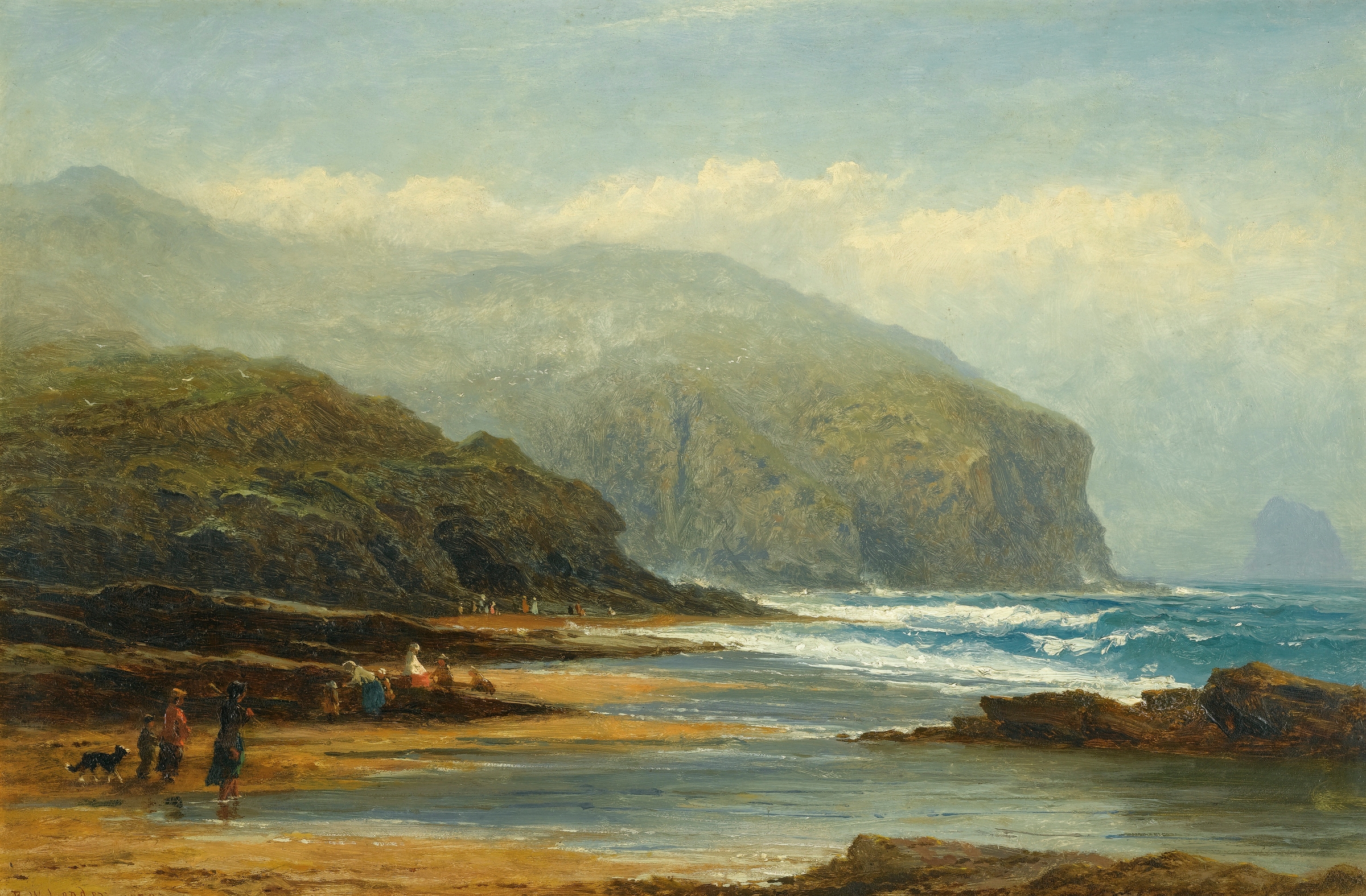Coastal landscape with cliffs at Tintagel, oil on canvas by Benjamin Williams Leader