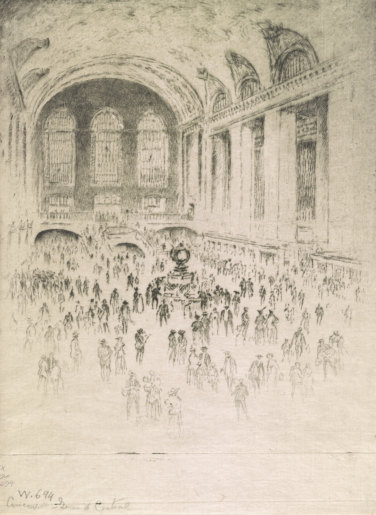 Concourse, Grand Central, by Joseph Pennell, public domain
