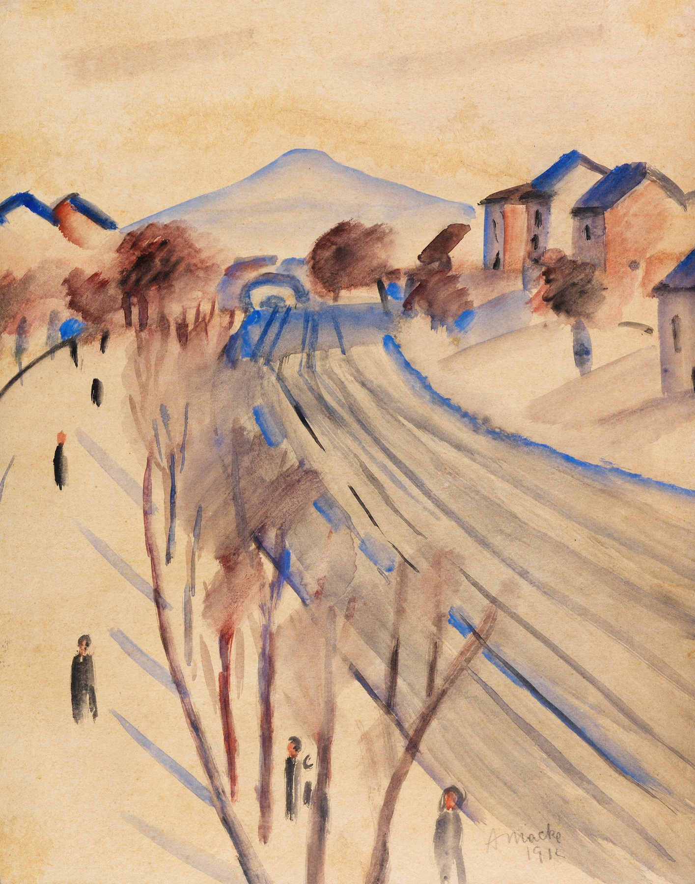 Ölberg mit Bahngleisen II, by August Macke, public domain