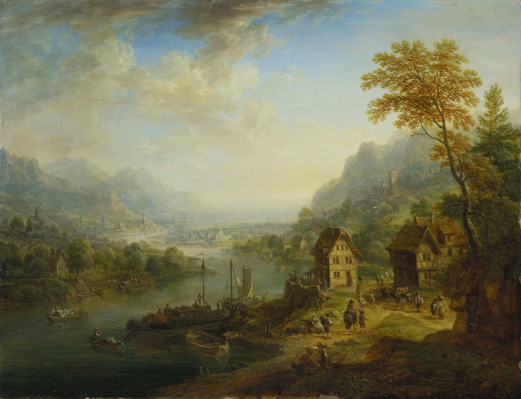 Rococo landscape with river by Christian Georg Schütz the elder