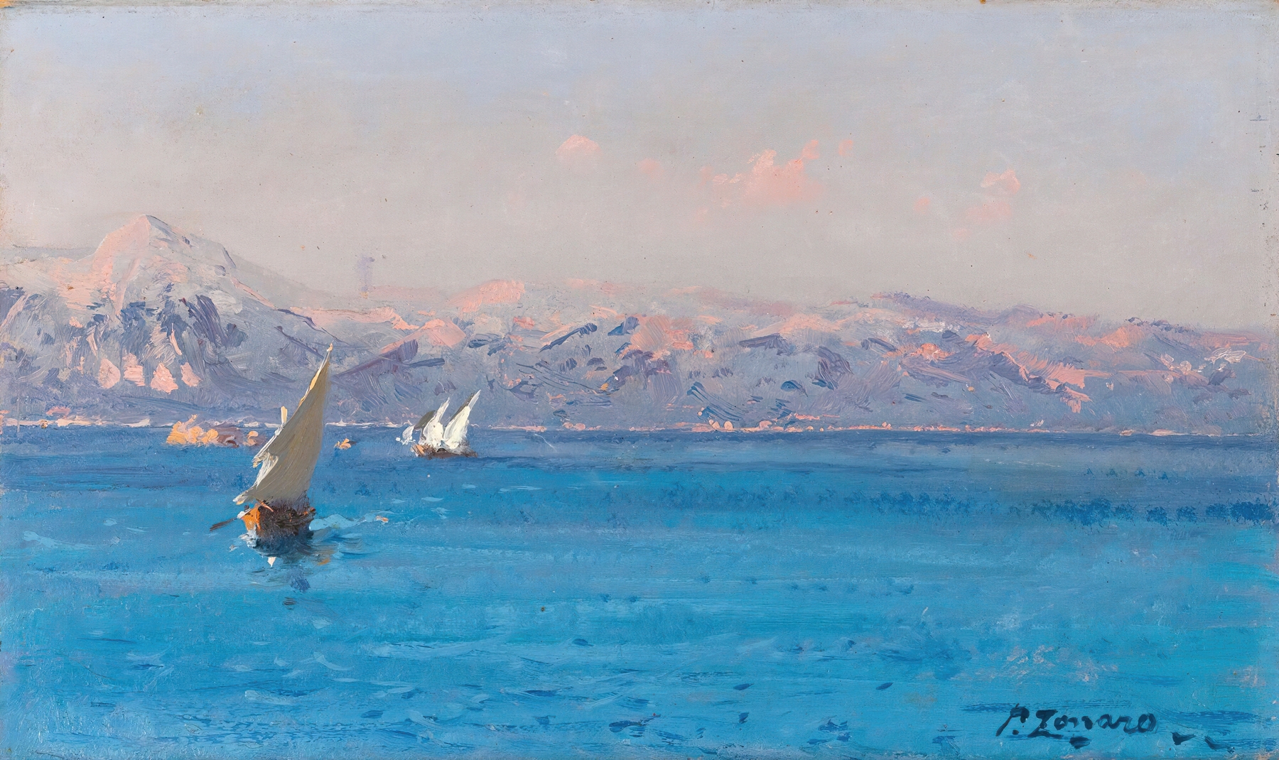 Marine scene of the Aegean coast by Fausto Zonaro, oil painting