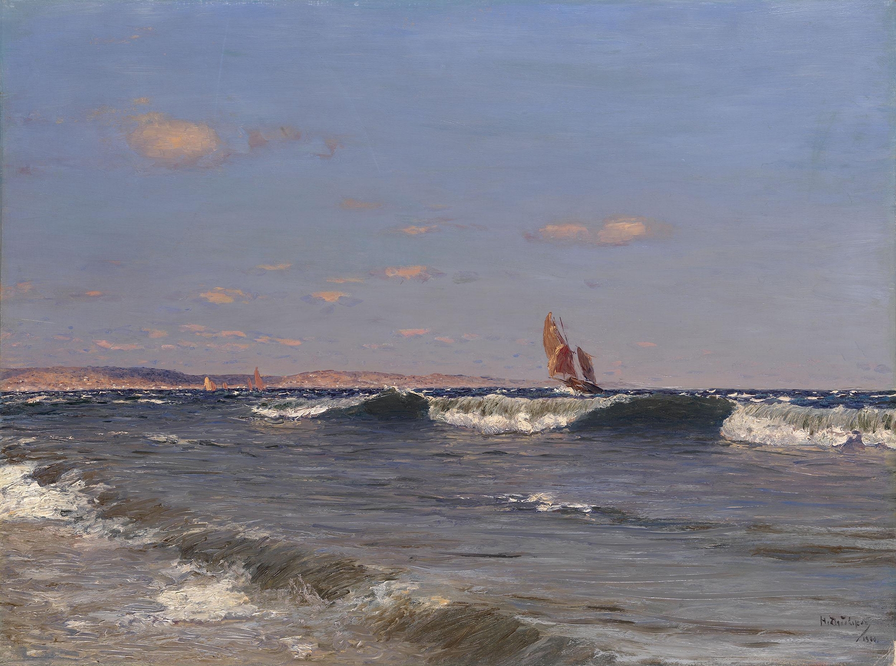 Breaking Wave by Nikolay Nikanorovich Dubovskoy, oil painting depicting a powerful ocean wave.