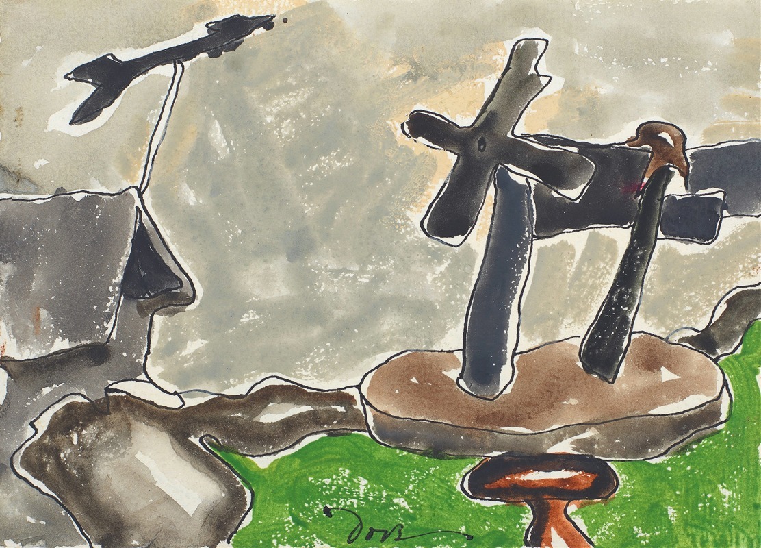 Arthur Dove's 'Landscape with Weather Vane' features a serene natural setting with vibrant colors.