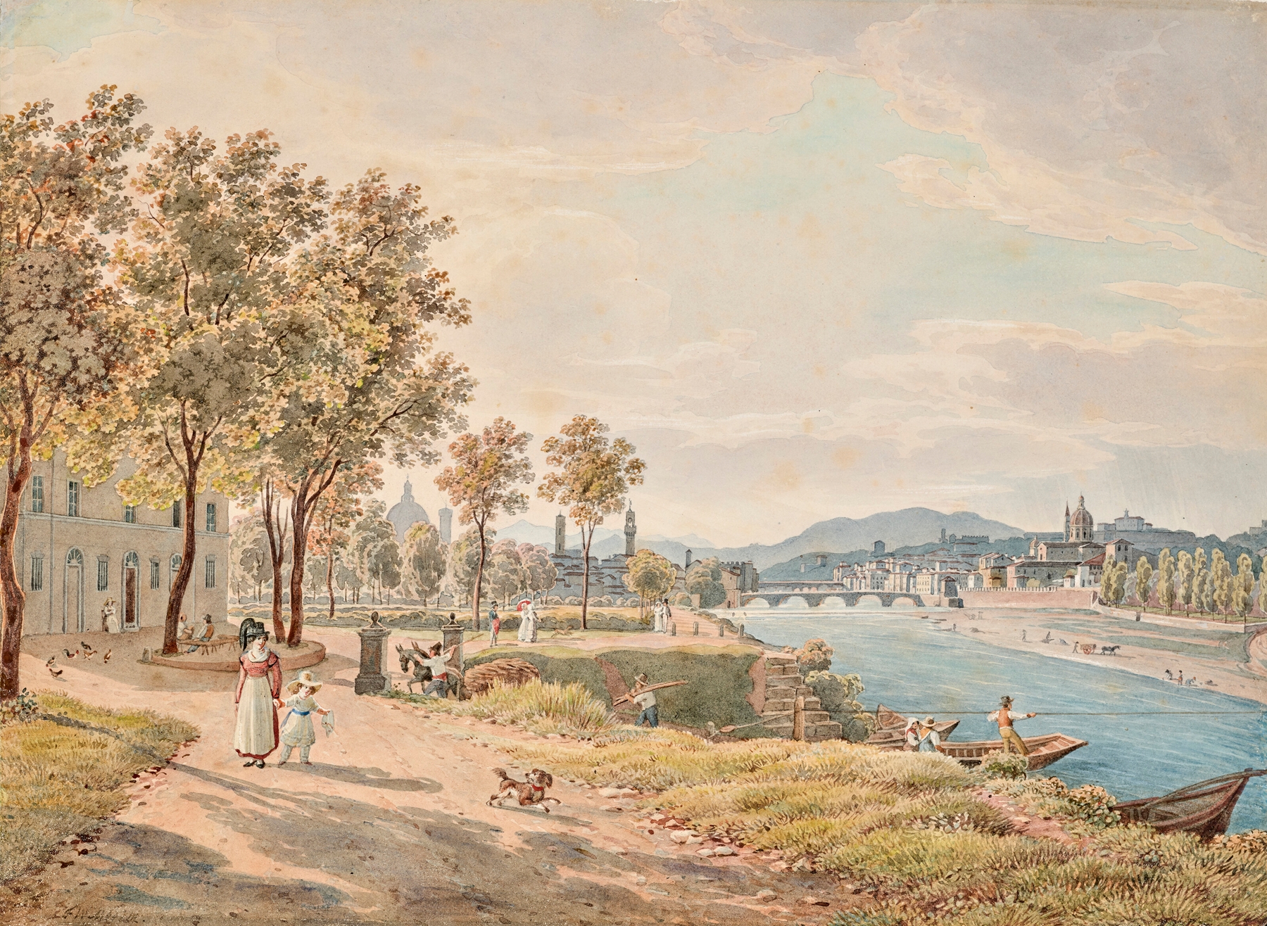 Landscape of Florence at dawn, oil painting by Friedrich Wilhelm Moritz