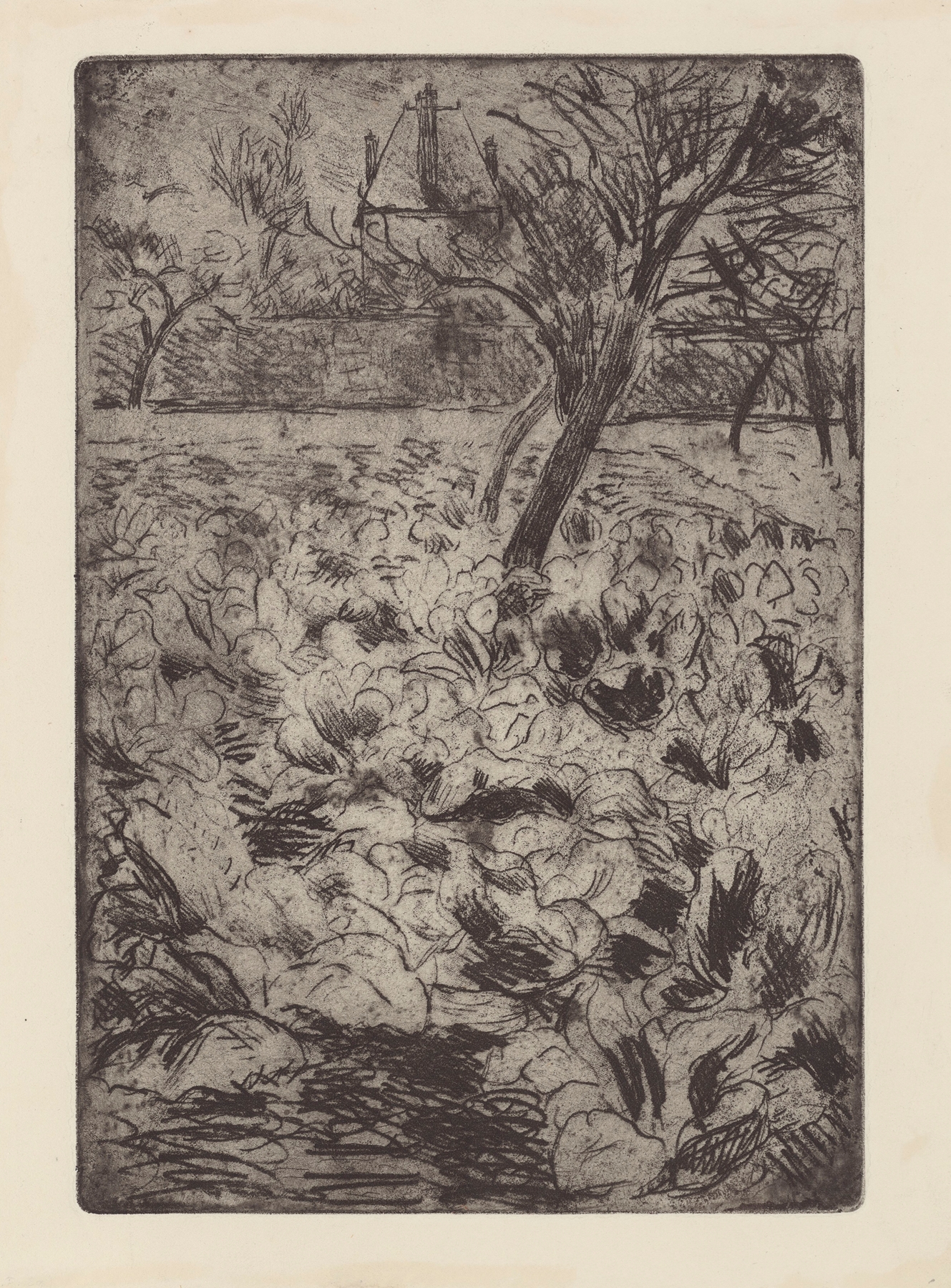 Le champ de choux, by Camille Pissarro, public domain