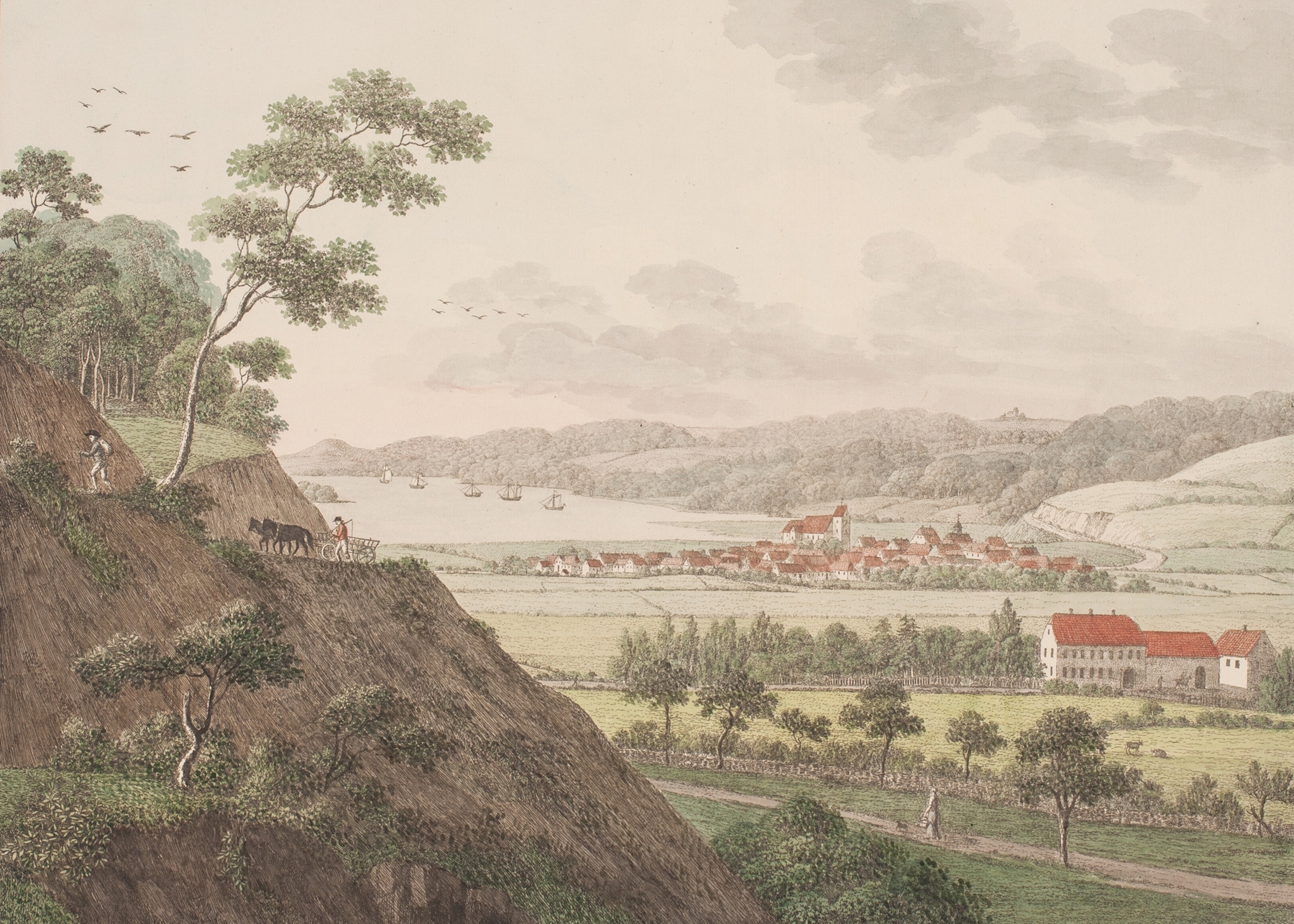 Landscape of Vejle fra nordvest, oil on canvas by Søren L. Lange