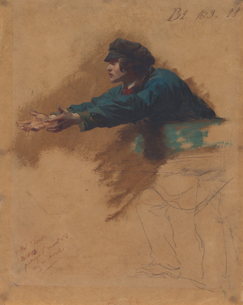 A study of a young man with outstretched arms, showcasing the themes of charity and humanity.