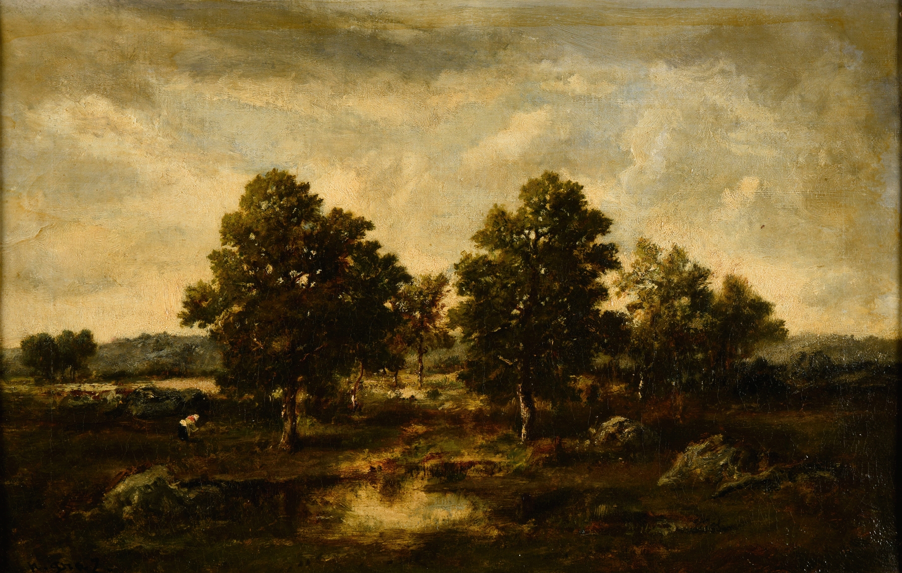 Landscape with a horse in a forest, oil on canvas by Narcisse-Virgile Diaz de La Peña