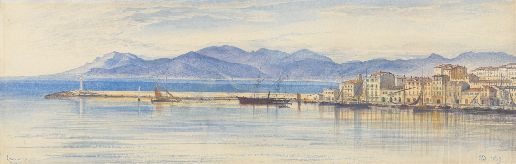 A View of the Harbour at Cannes, by Edward Lear, public domain