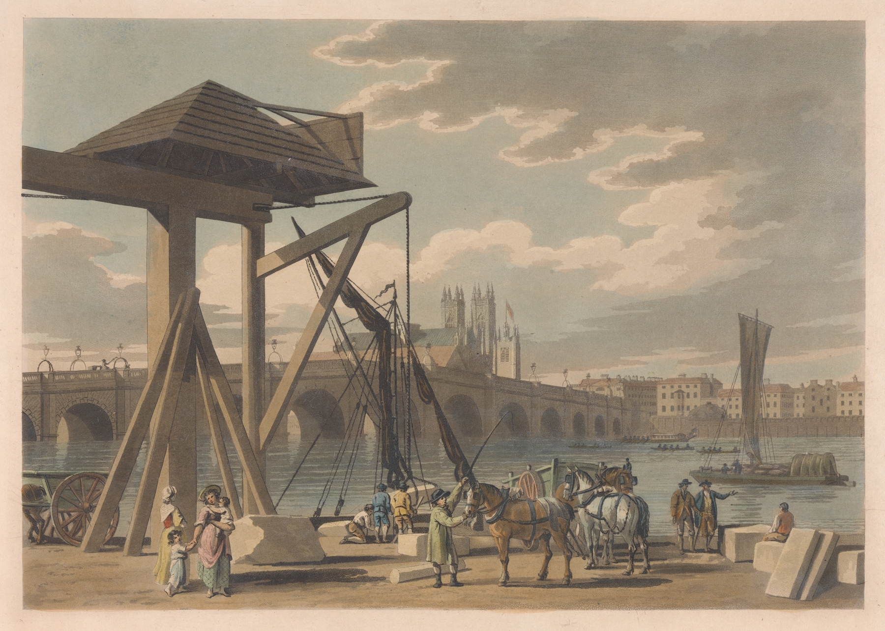 Westminster Bridge, by Thomas Malton, public domain