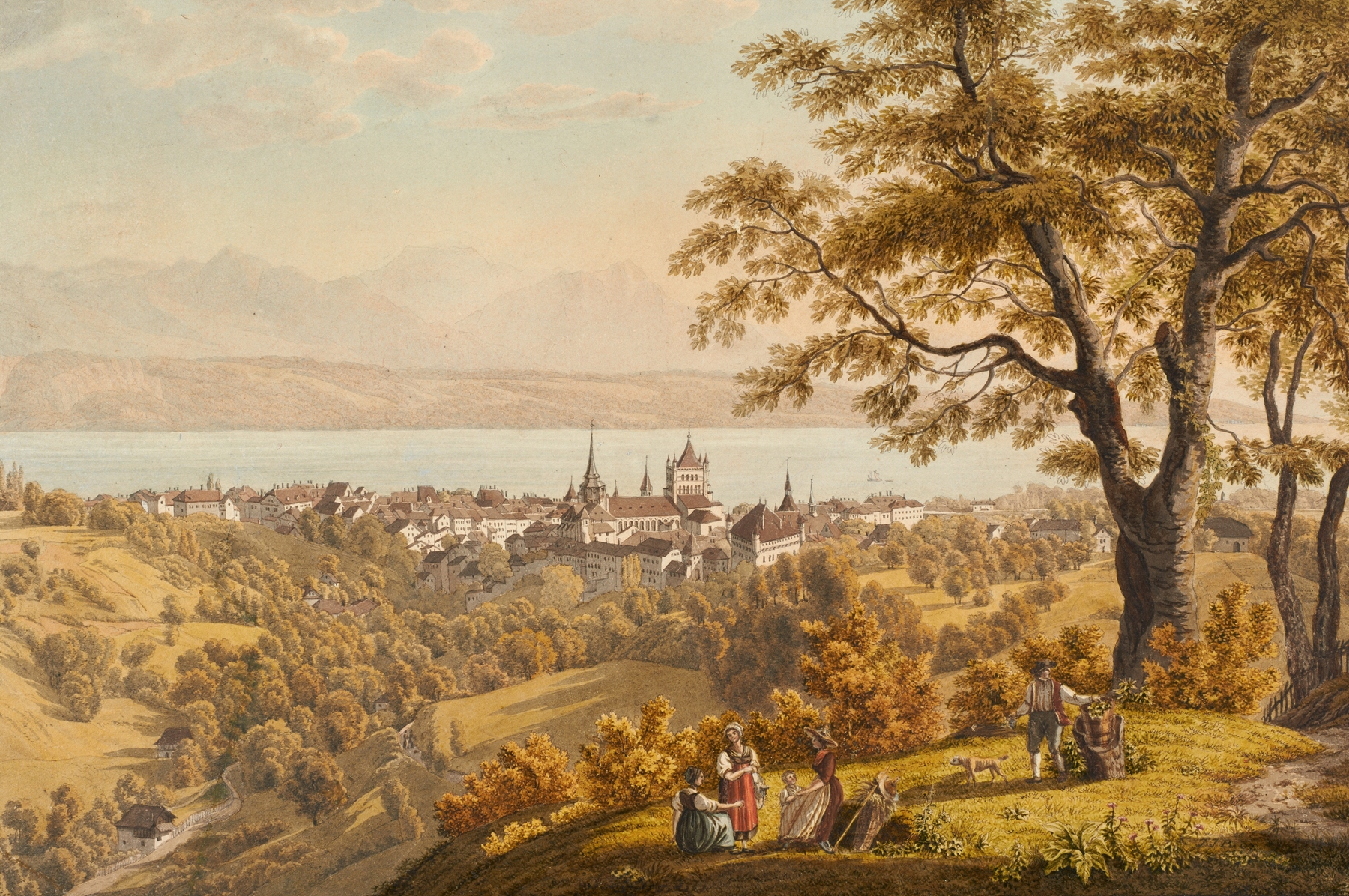 Landscape of Lausanne, oil on canvas by Johann Jakob Biedermann