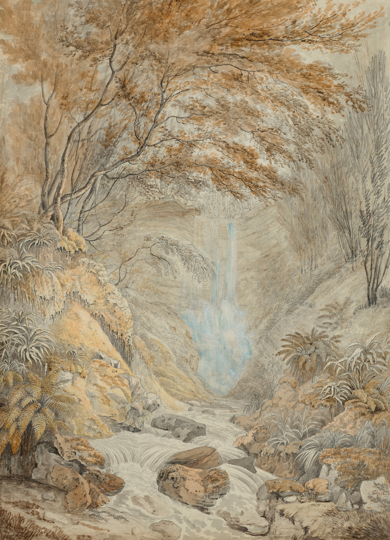Old Roar Waterfall, watercolor on paper by William Day