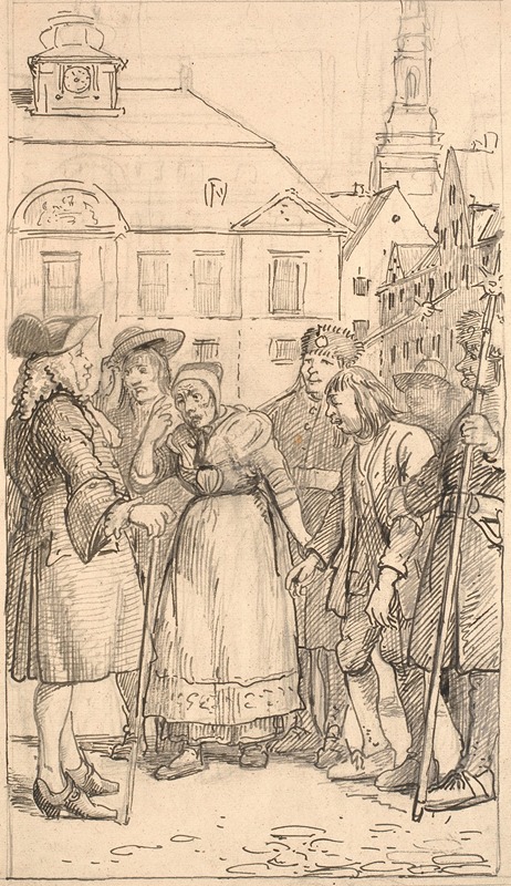 A depiction of a dramatic scene from Danish literature by Wilhelm Marstrand.
