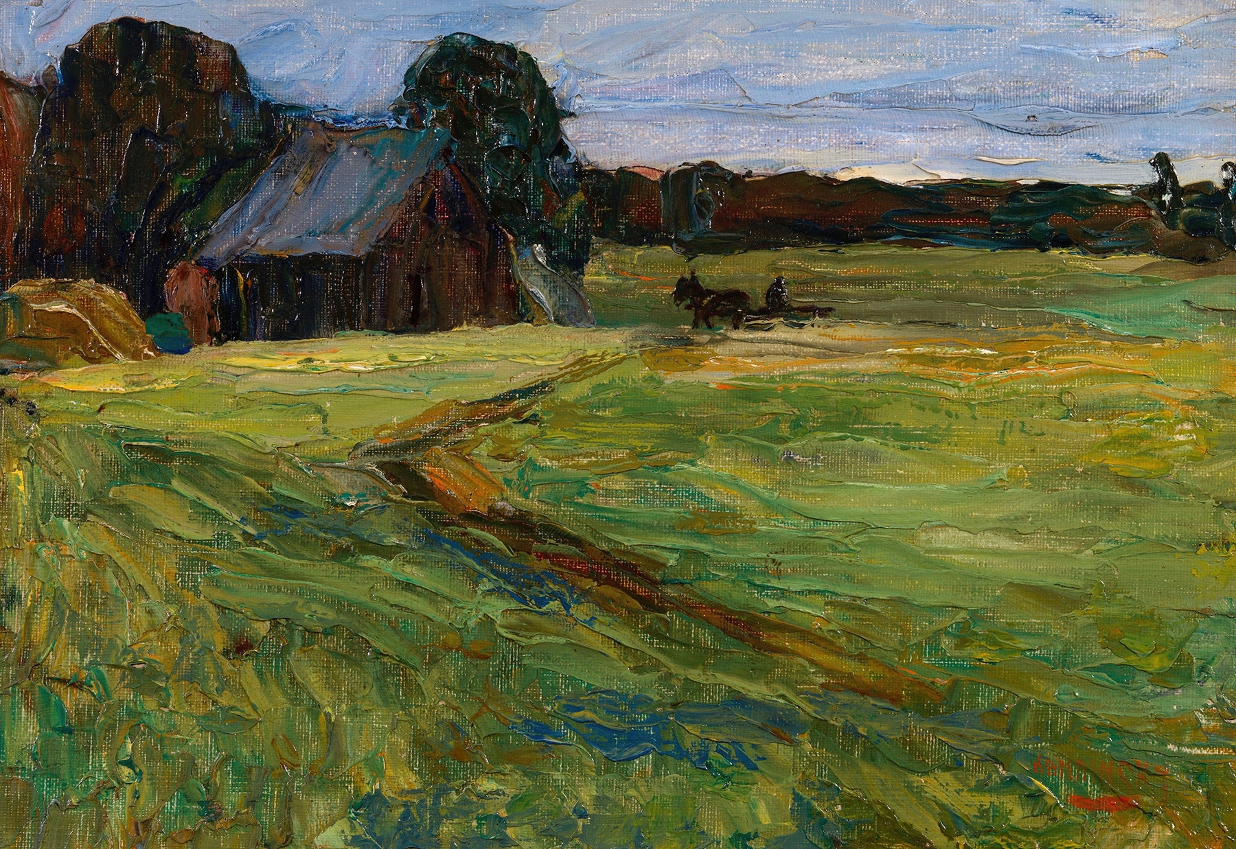 Russian landscape, by Wassily Kandinsky, public domain