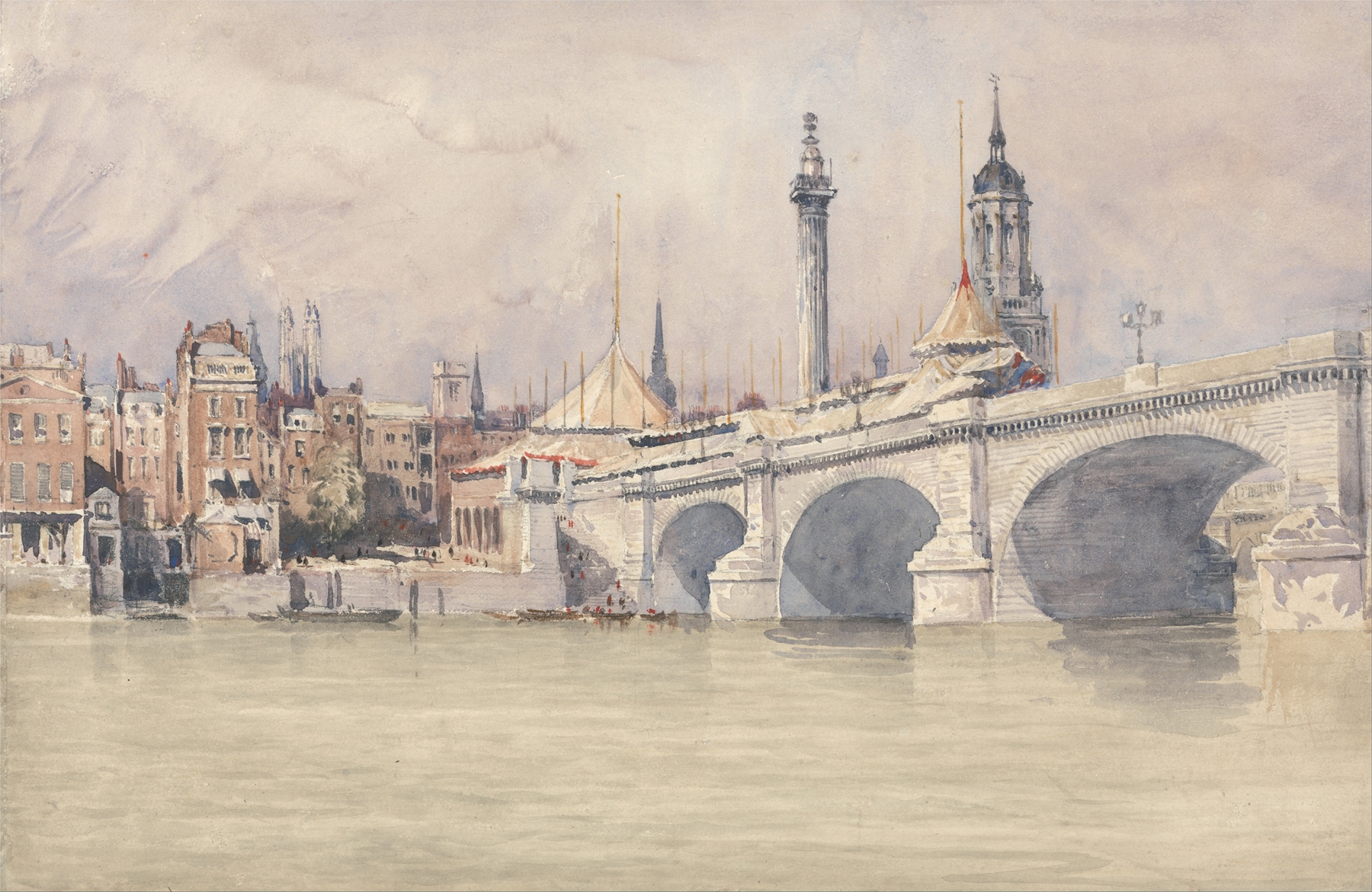 The Opening of the New London Bridge, oil on canvas by David Cox, depicting the bridge and cityscape.