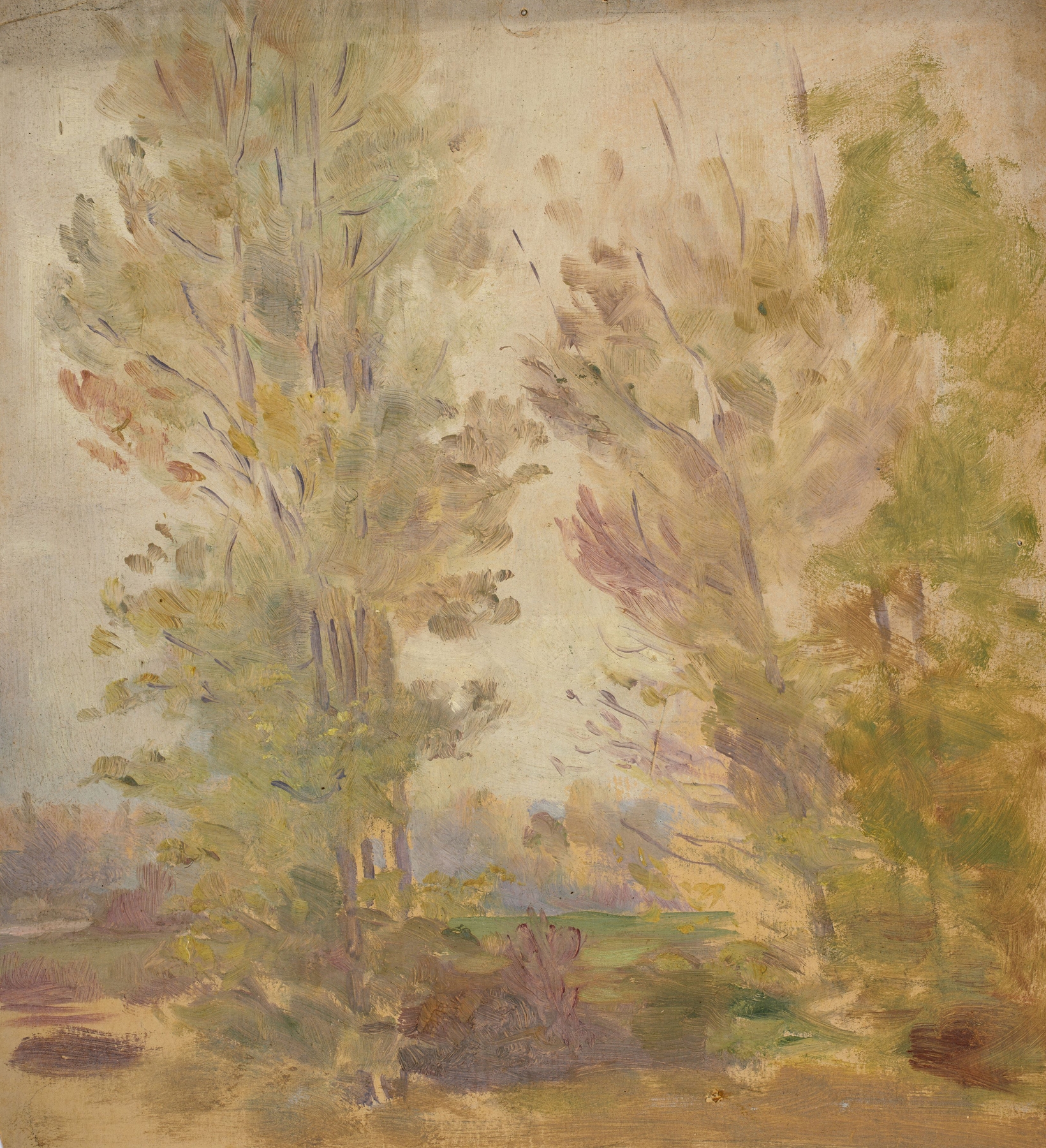 Paysage lacustre au cours d’eau by Jeanne Jegou-Cadart, impressionism, depicting a serene river landscape.