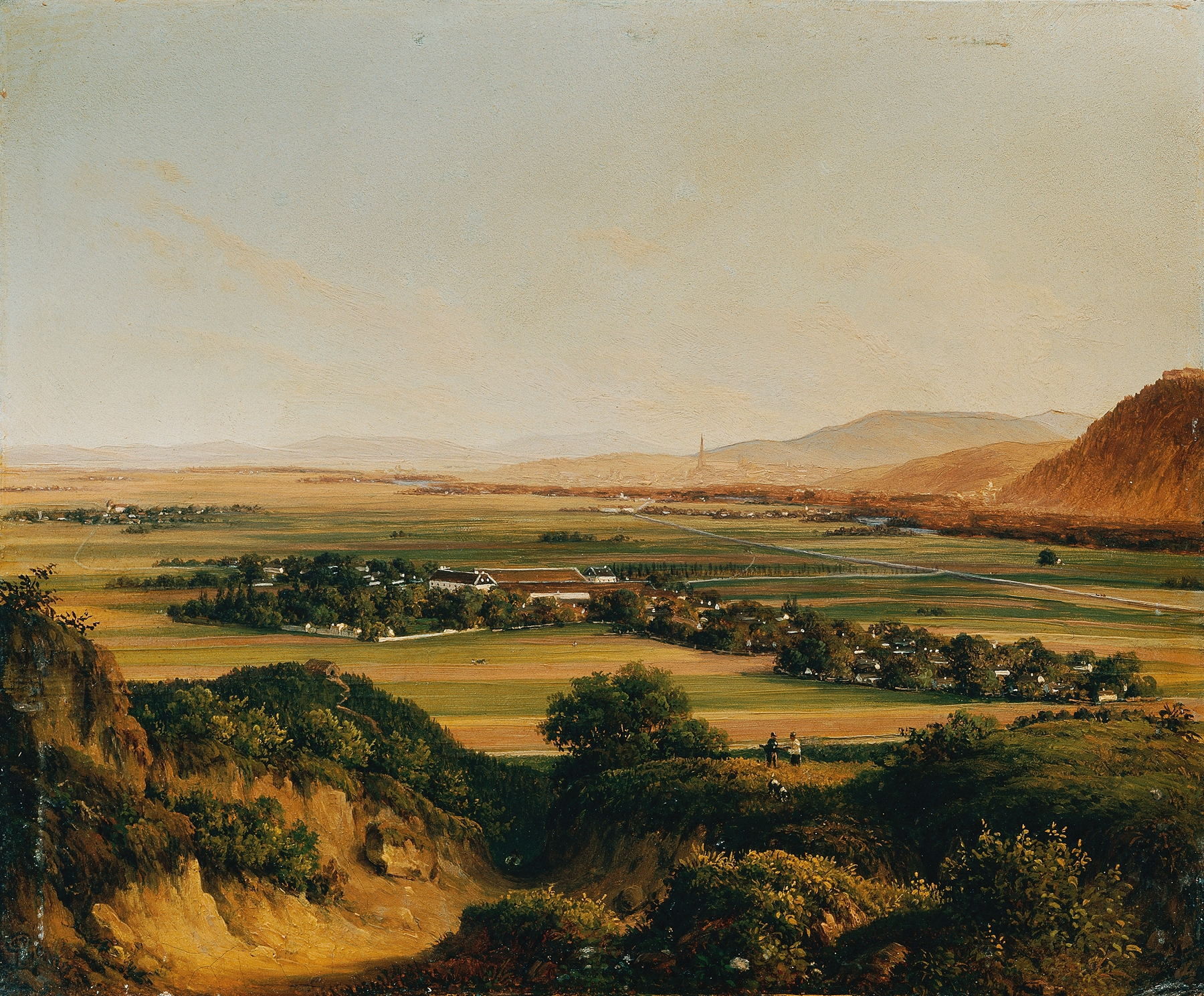 Landscape view of Vienna with the Danube River, oil painting by Christian von Plattensteiner